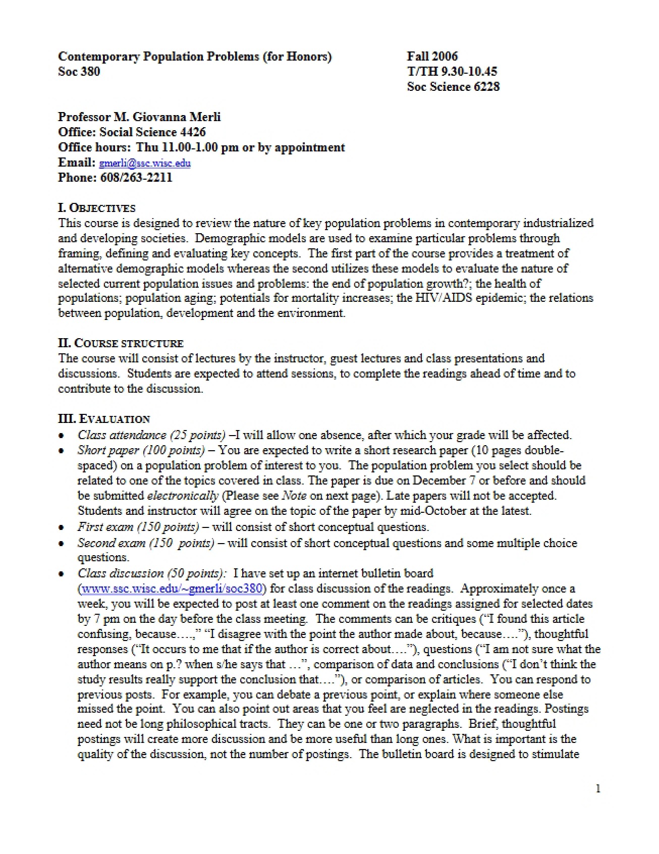 Class Syllabus