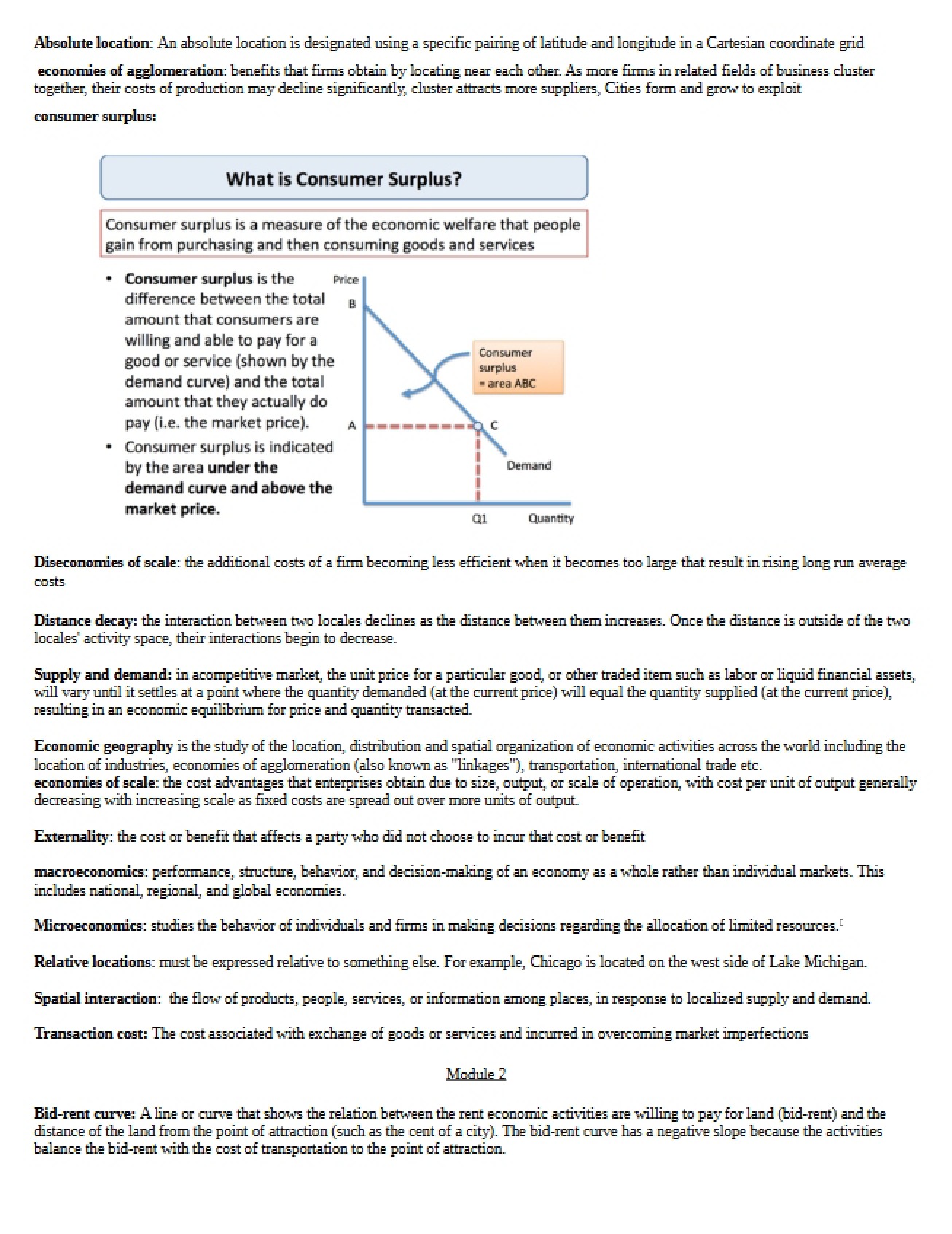 Definitions for Economic Geography