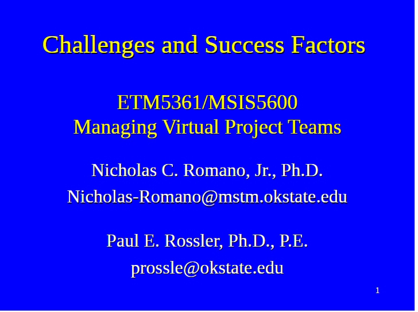 Factors for Success and Challenges