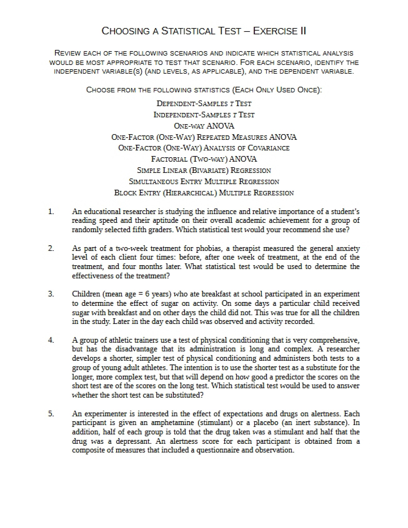 Statistical Test Selection