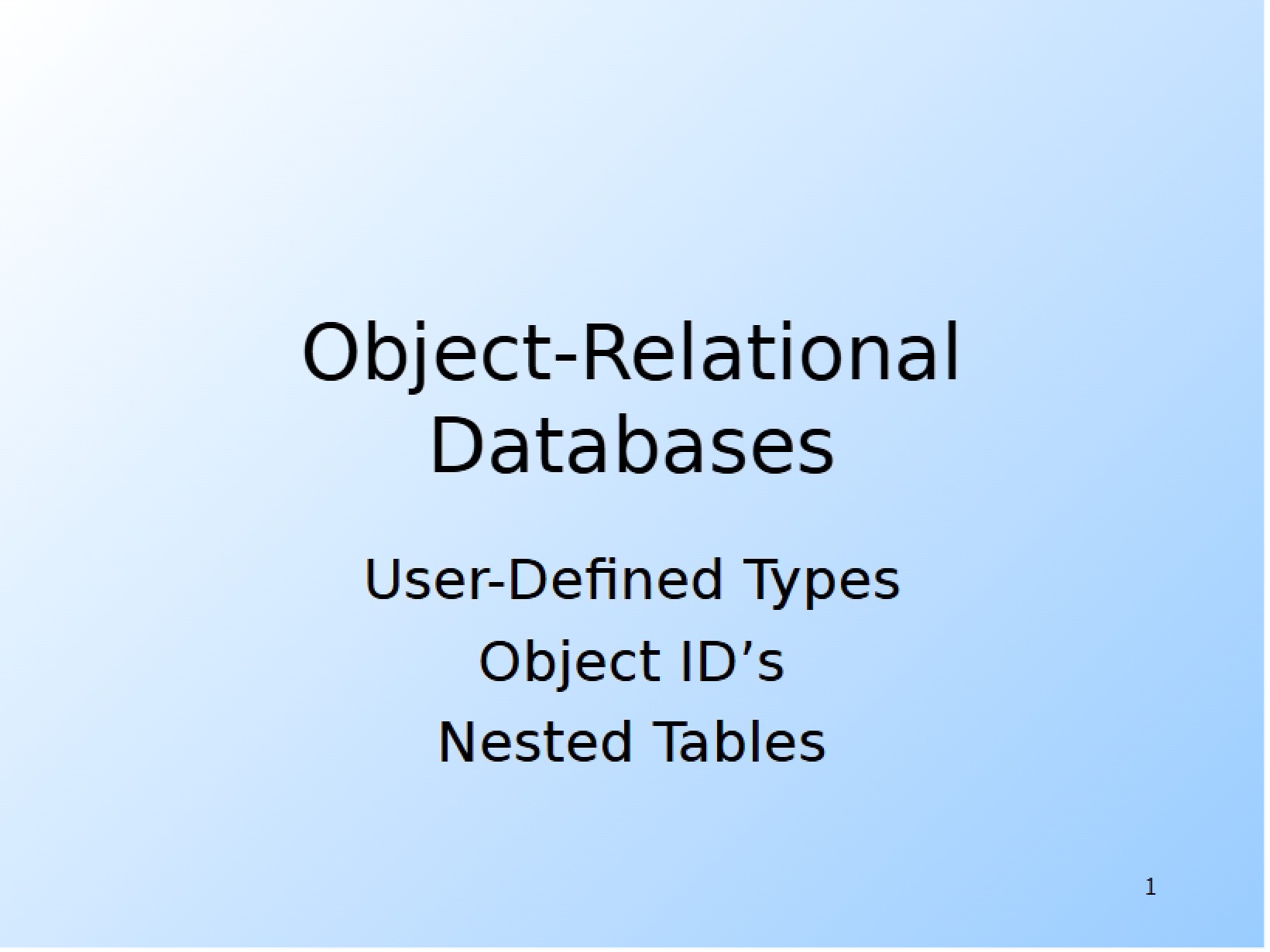 Object-Relational DBs