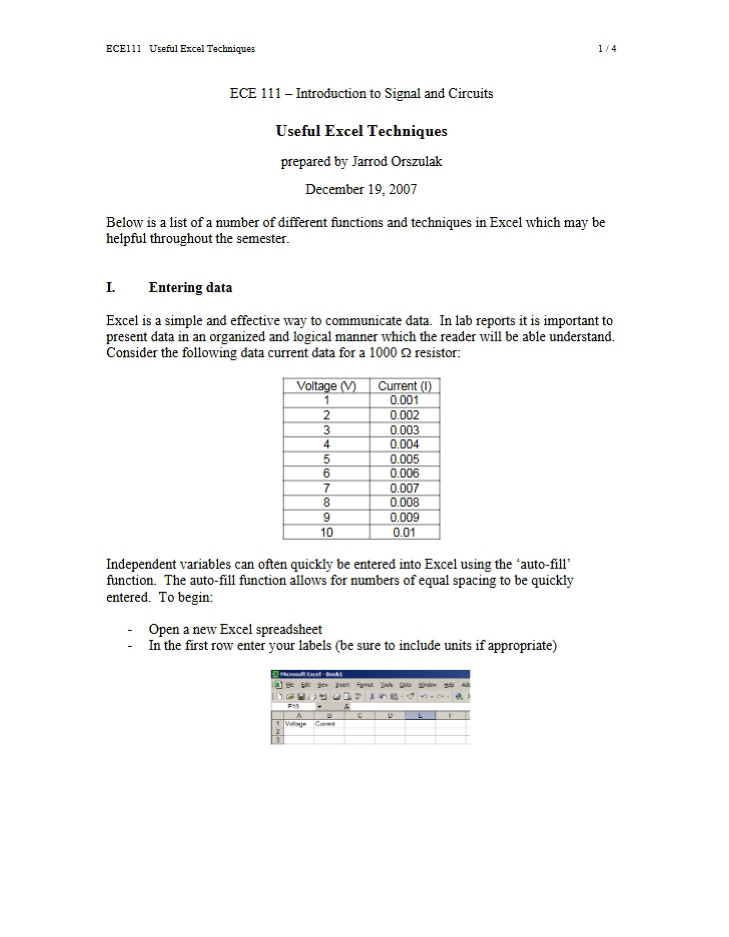 Techniques for Excel