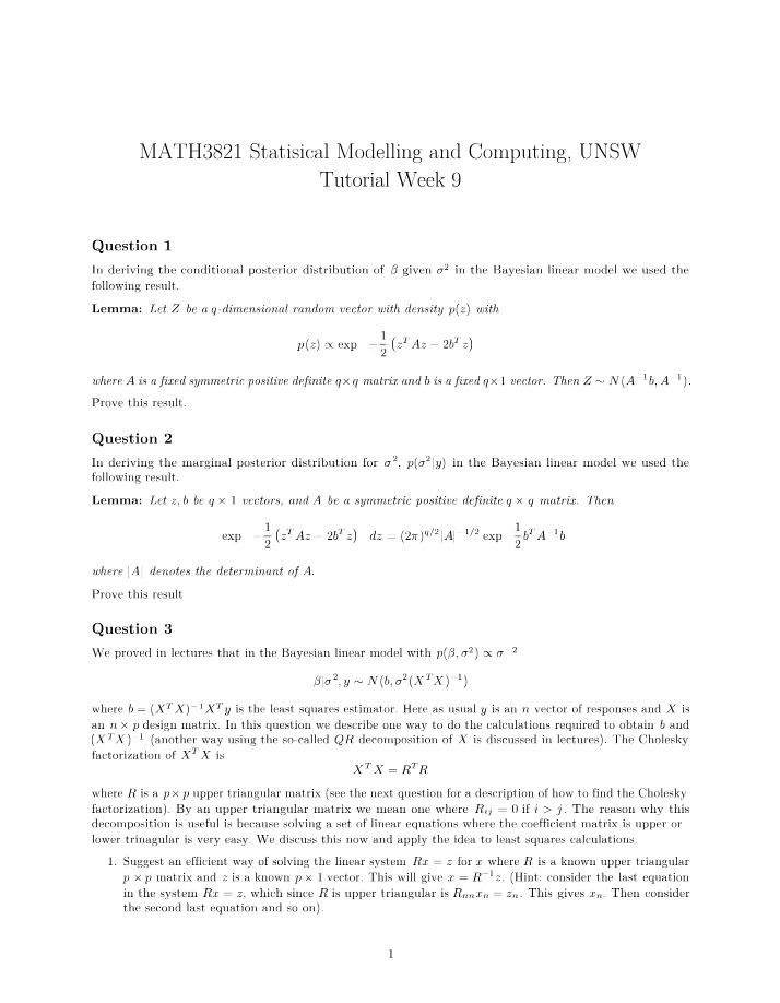Tutorial 9 Handout