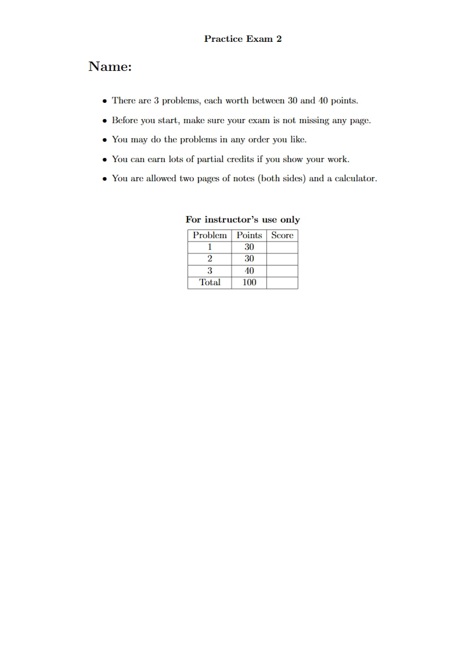 Second Practice Examination