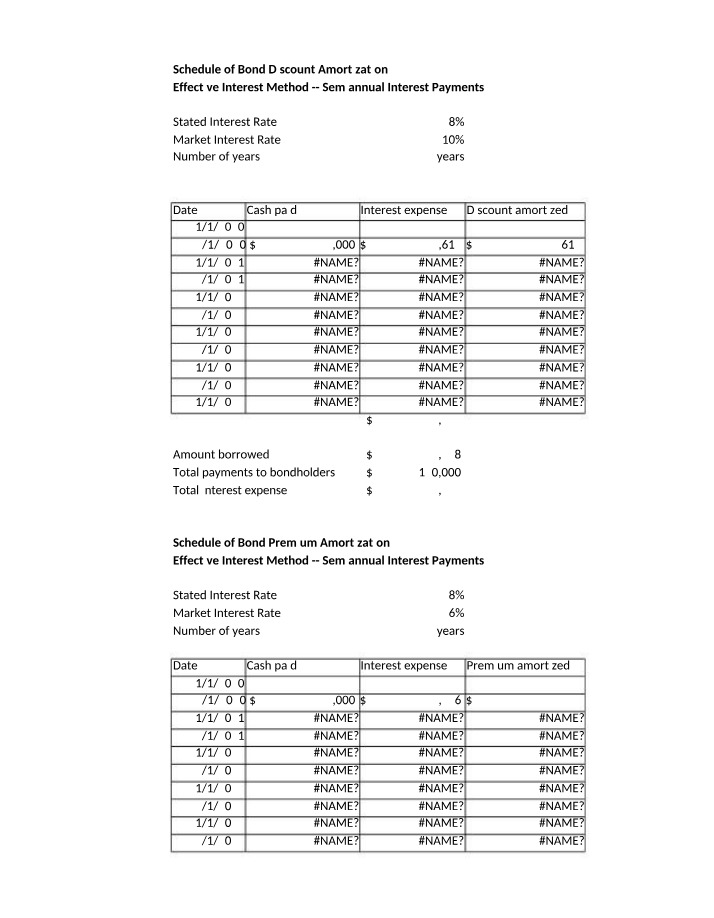 Worksheet for Bond Amortization