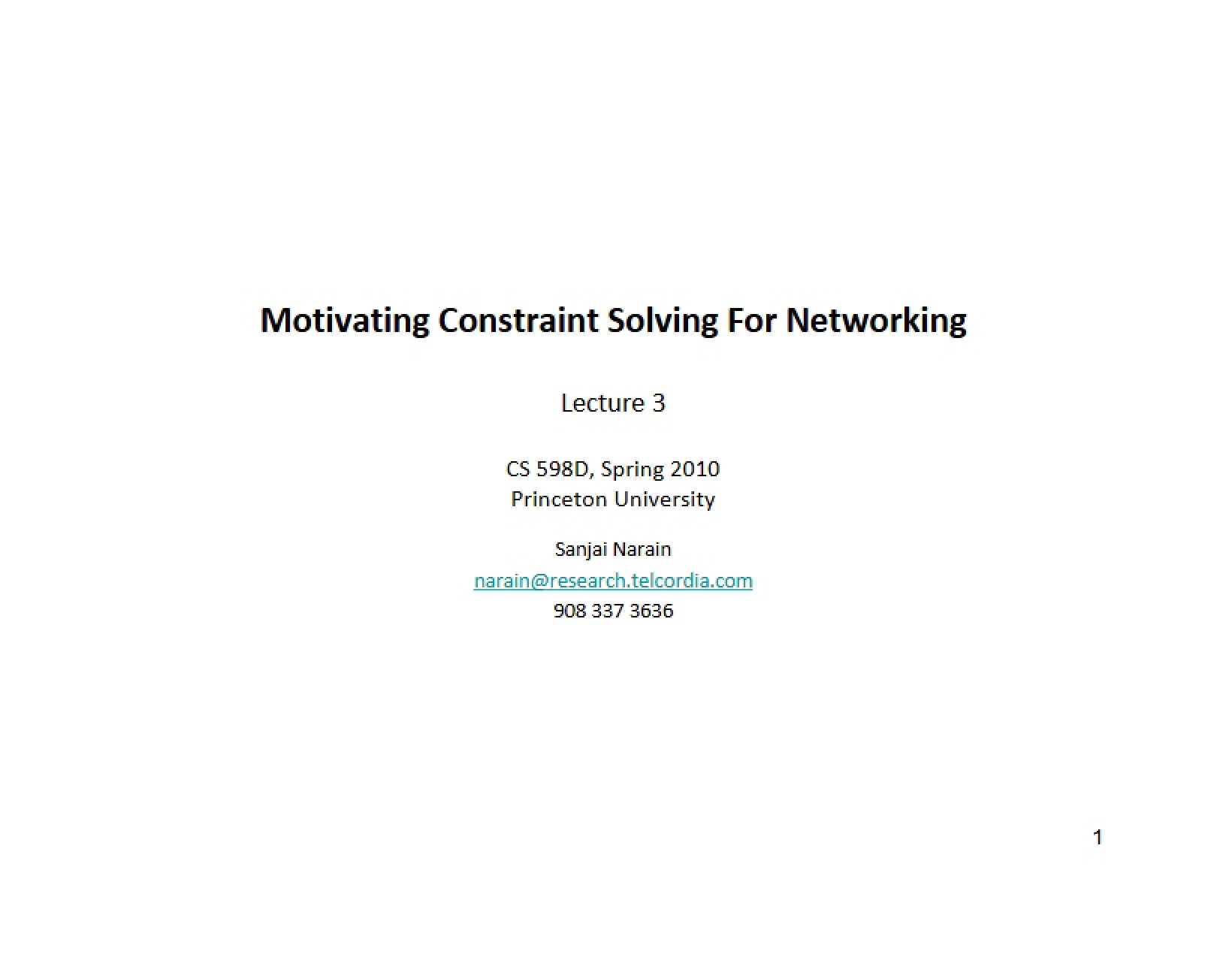 Networking Constraint Solving Motivation