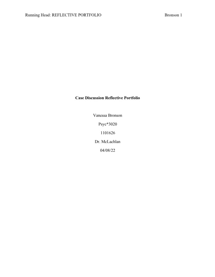 Reflective Portfolio for PSYC 3020