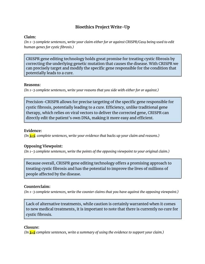 Write-up for Bioethics Project