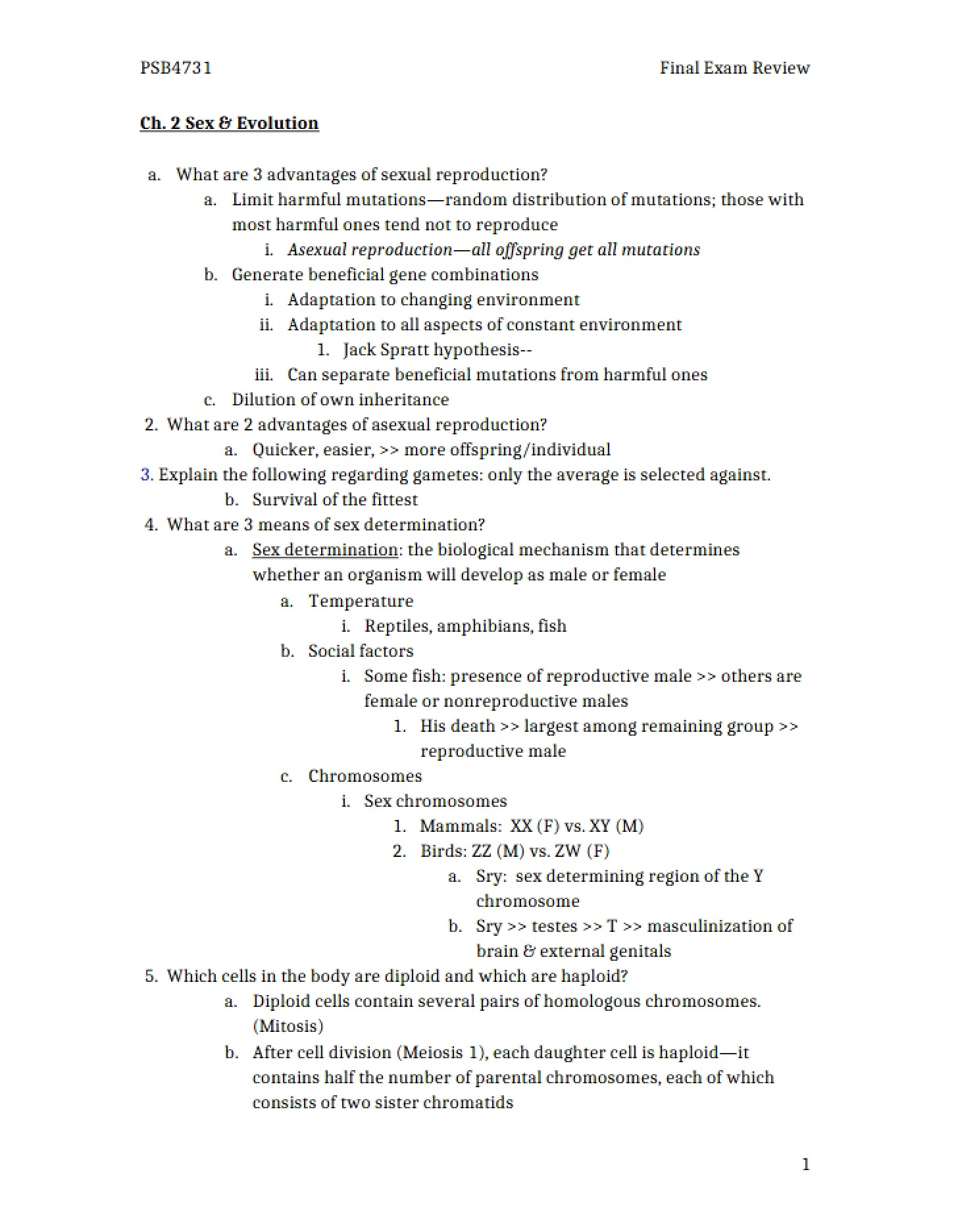 Review Sex and Evolution (L&B 2)