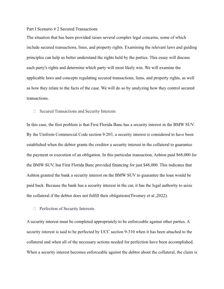 Rights and Perfection in Secured Transactions