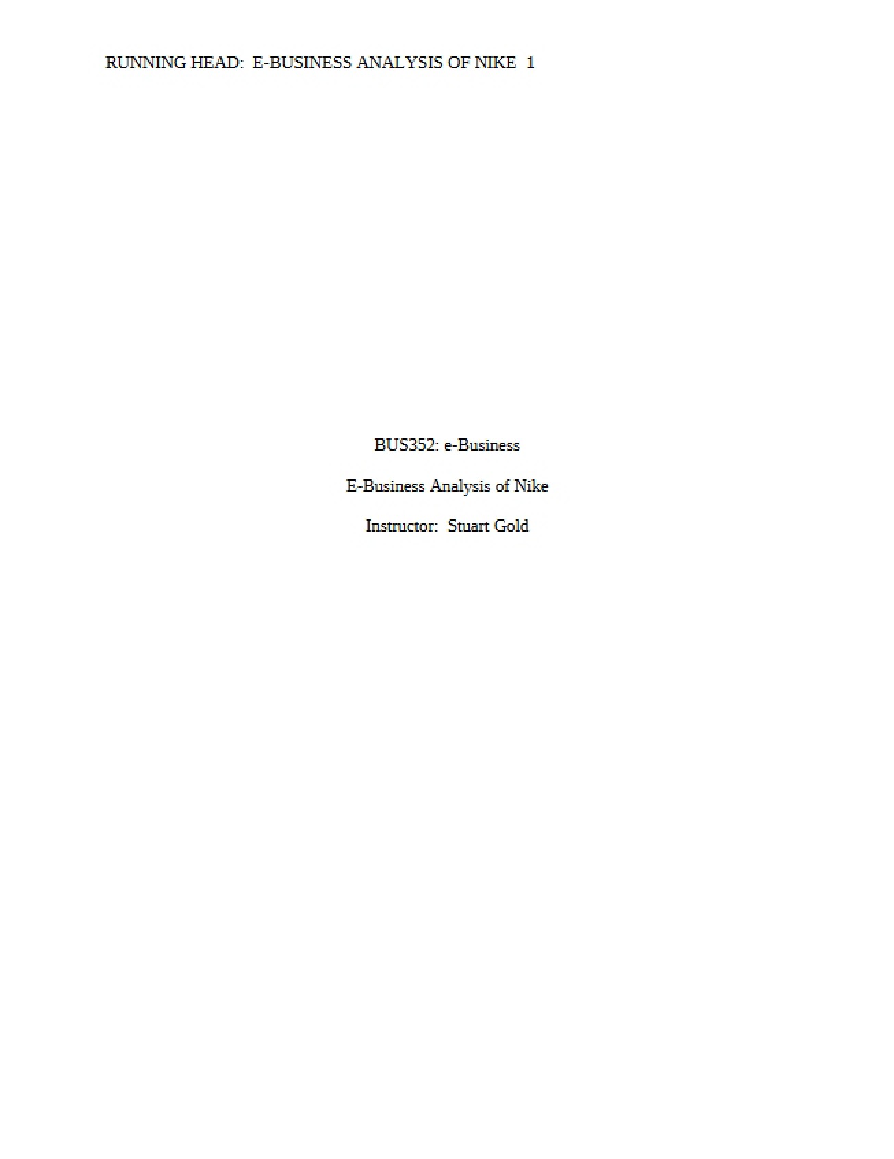Nike's E-Business Analysis