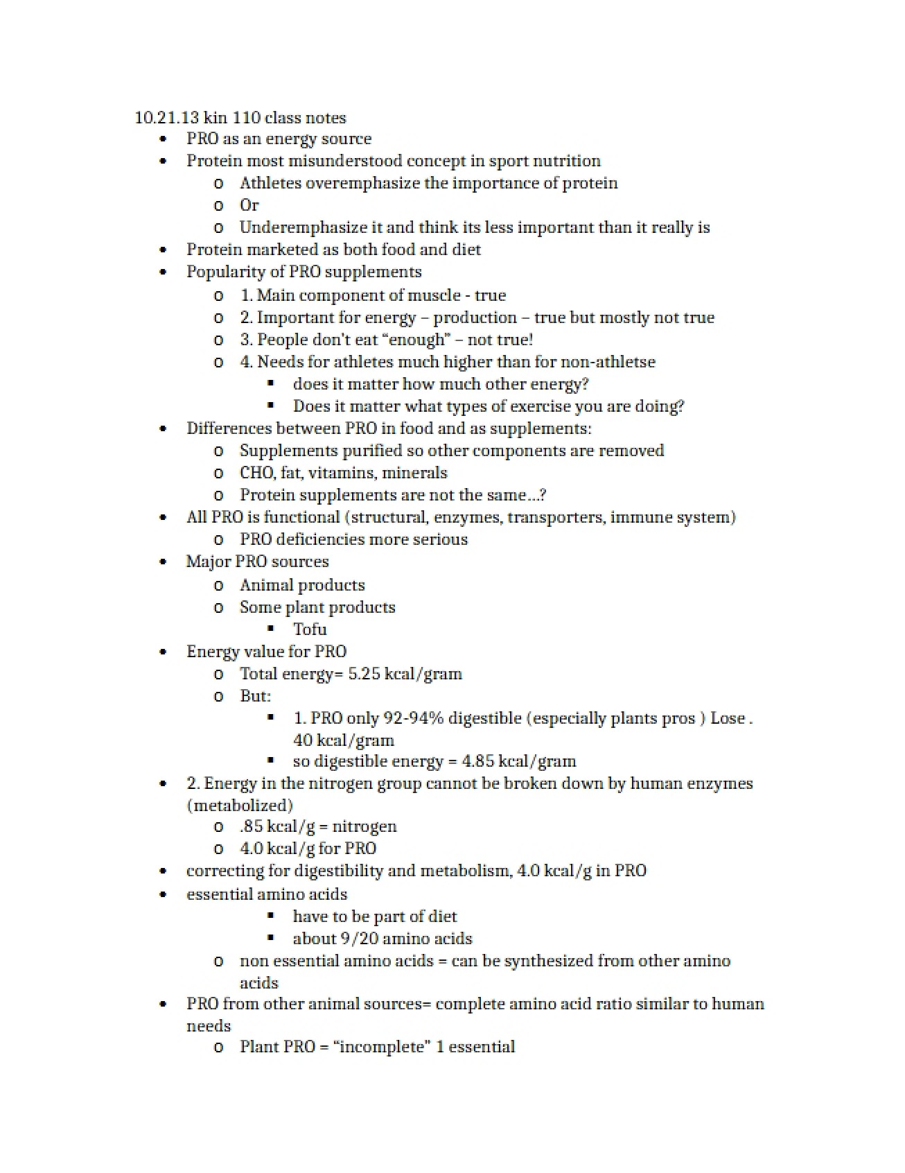 Class Notes from October 21, 2013