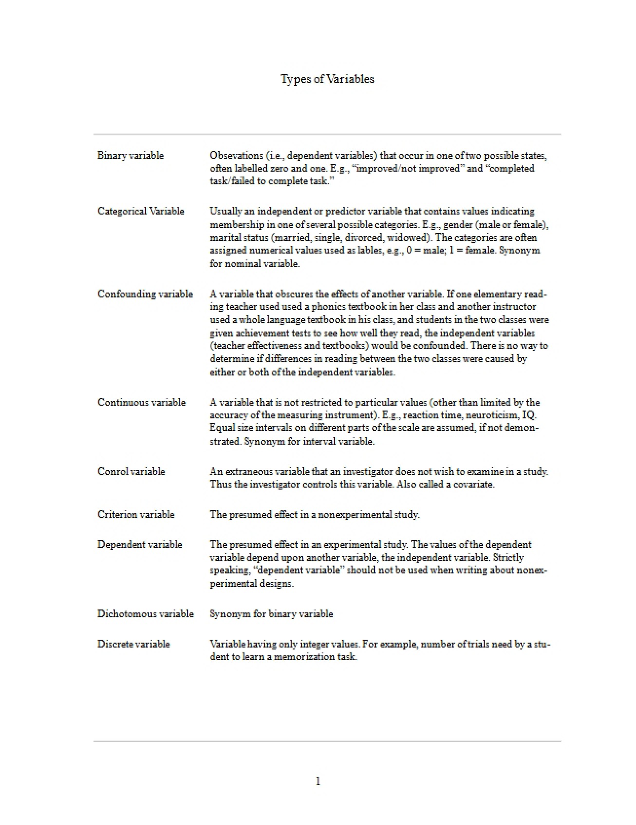 Variable Classification