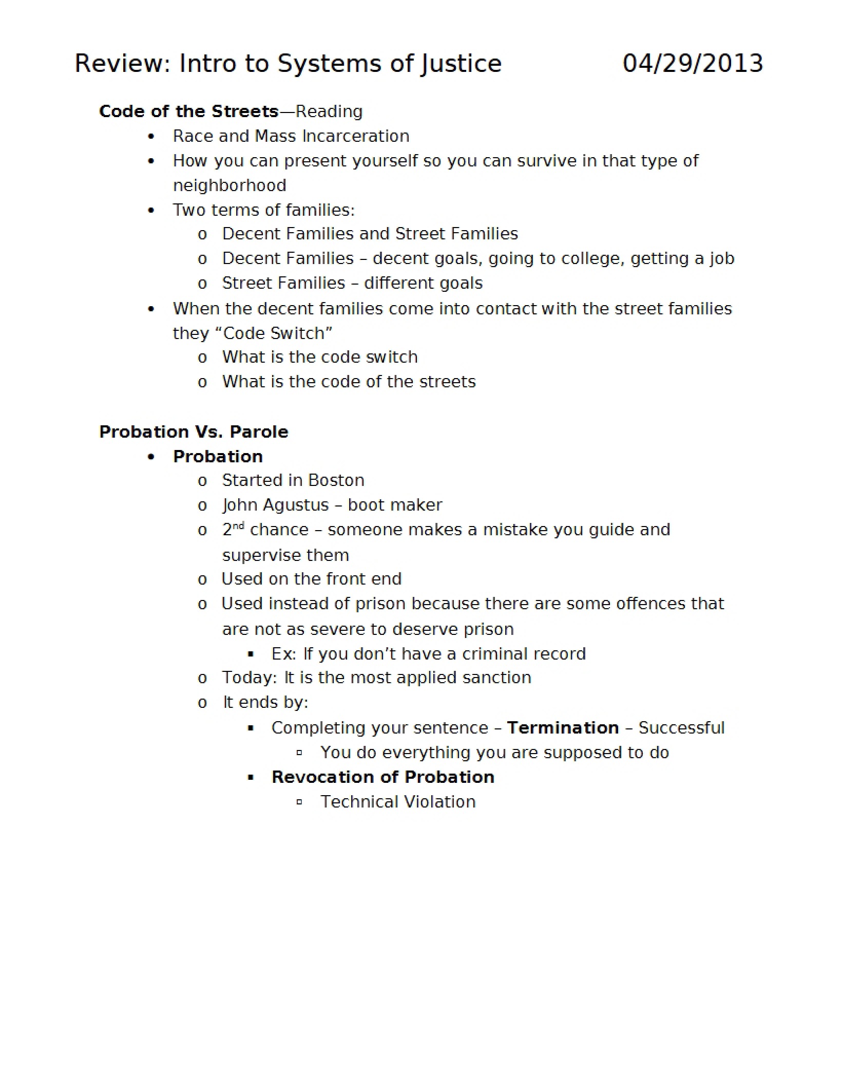 Justice Systems Introduction Review
