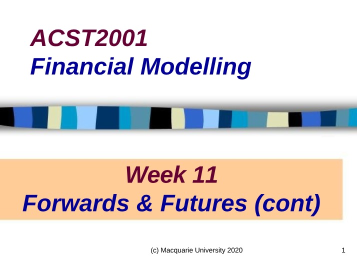 ACST2001 Lecture 11