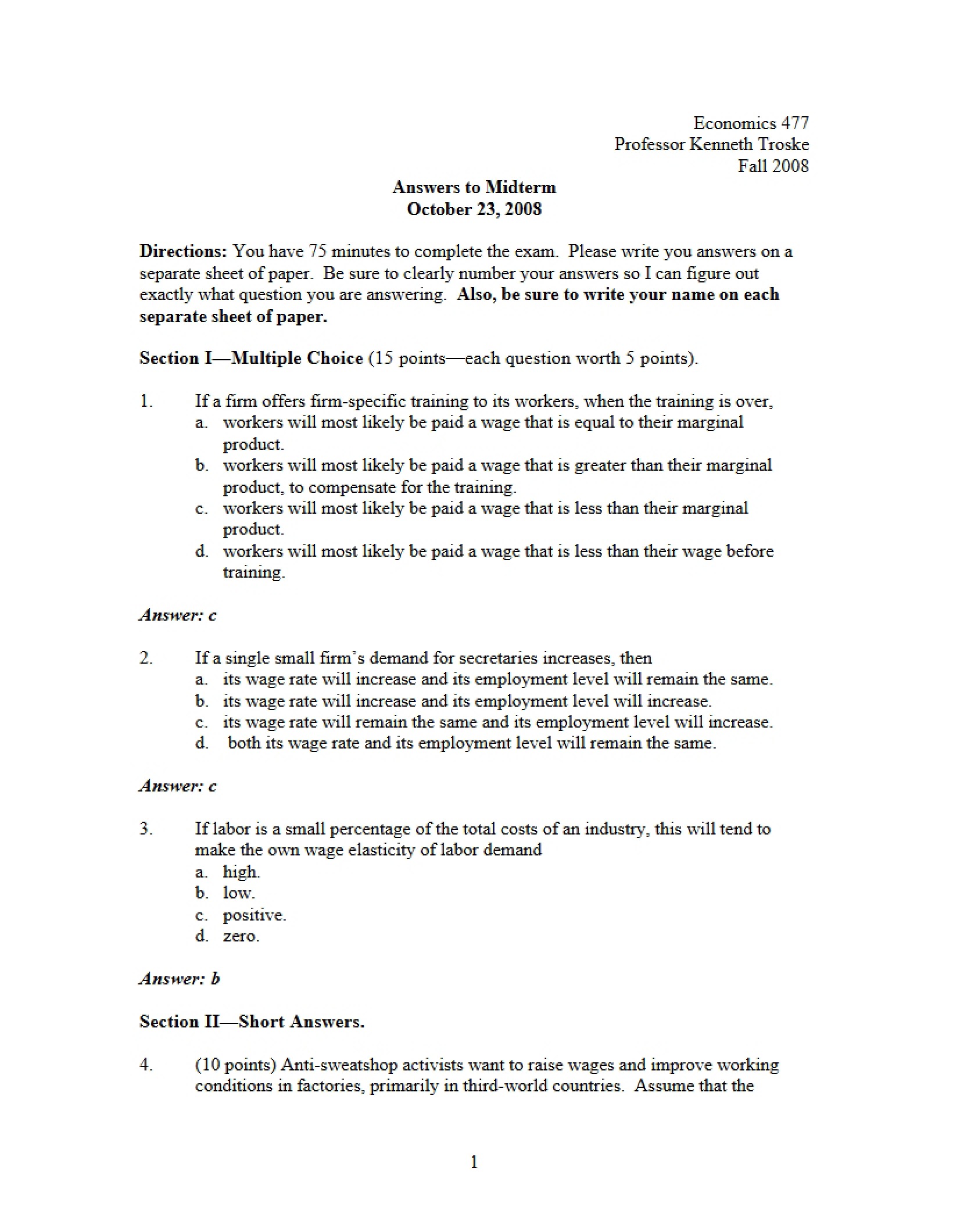 Midterm Answers