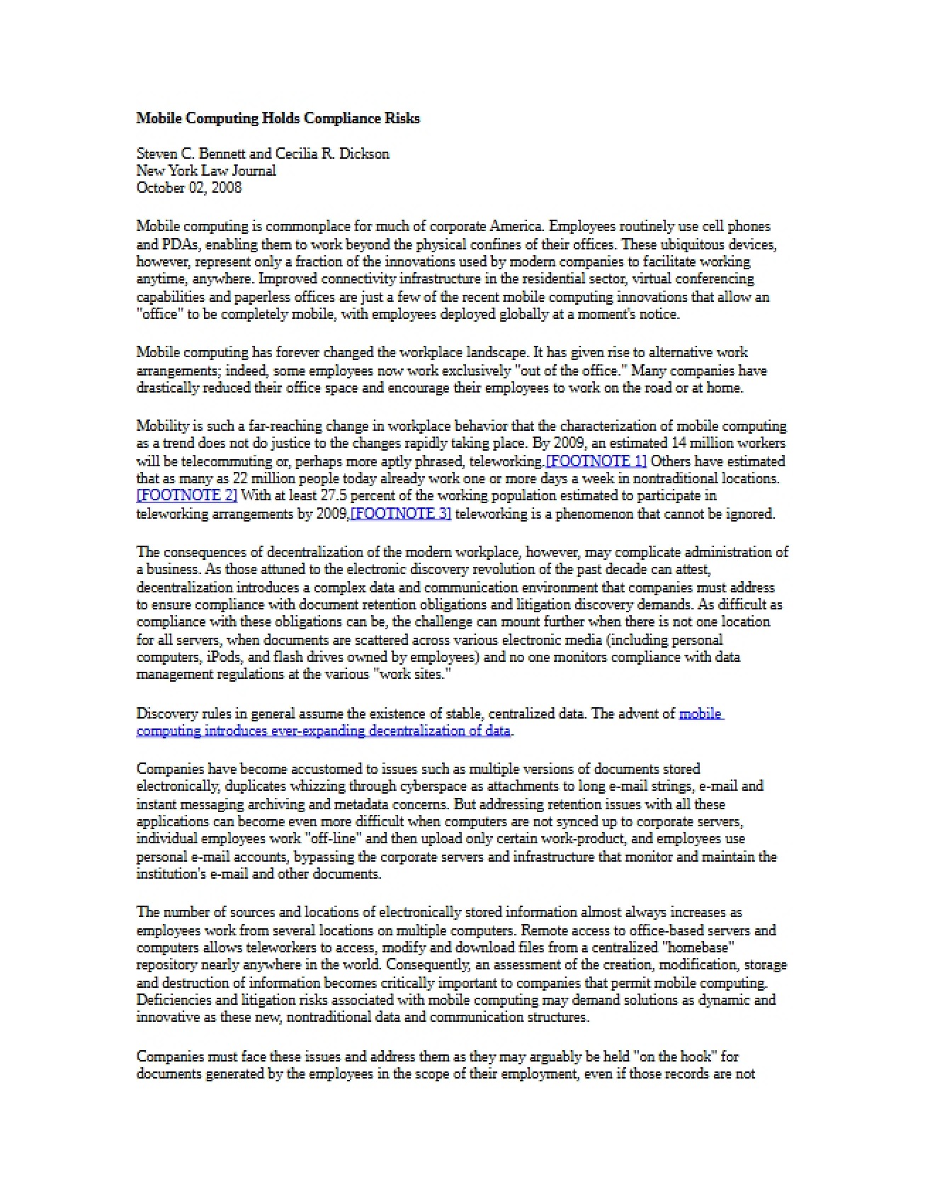 Compliance Dangers in Mobile Computing