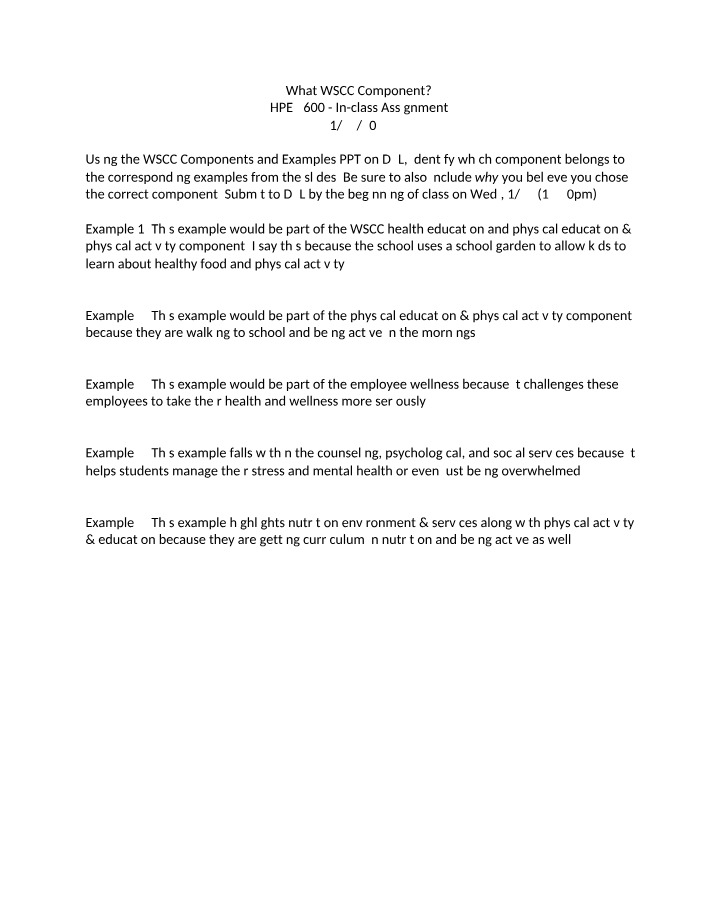 WSCC Component Class Assignment