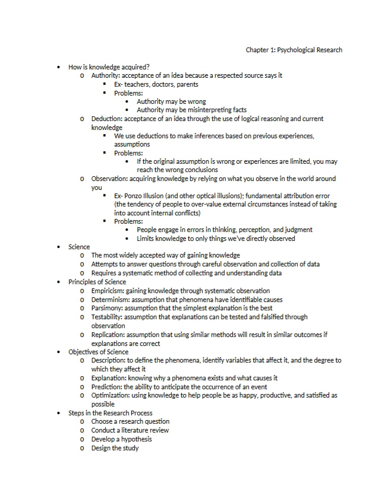 Psychological Research Overview (Chapter 1)