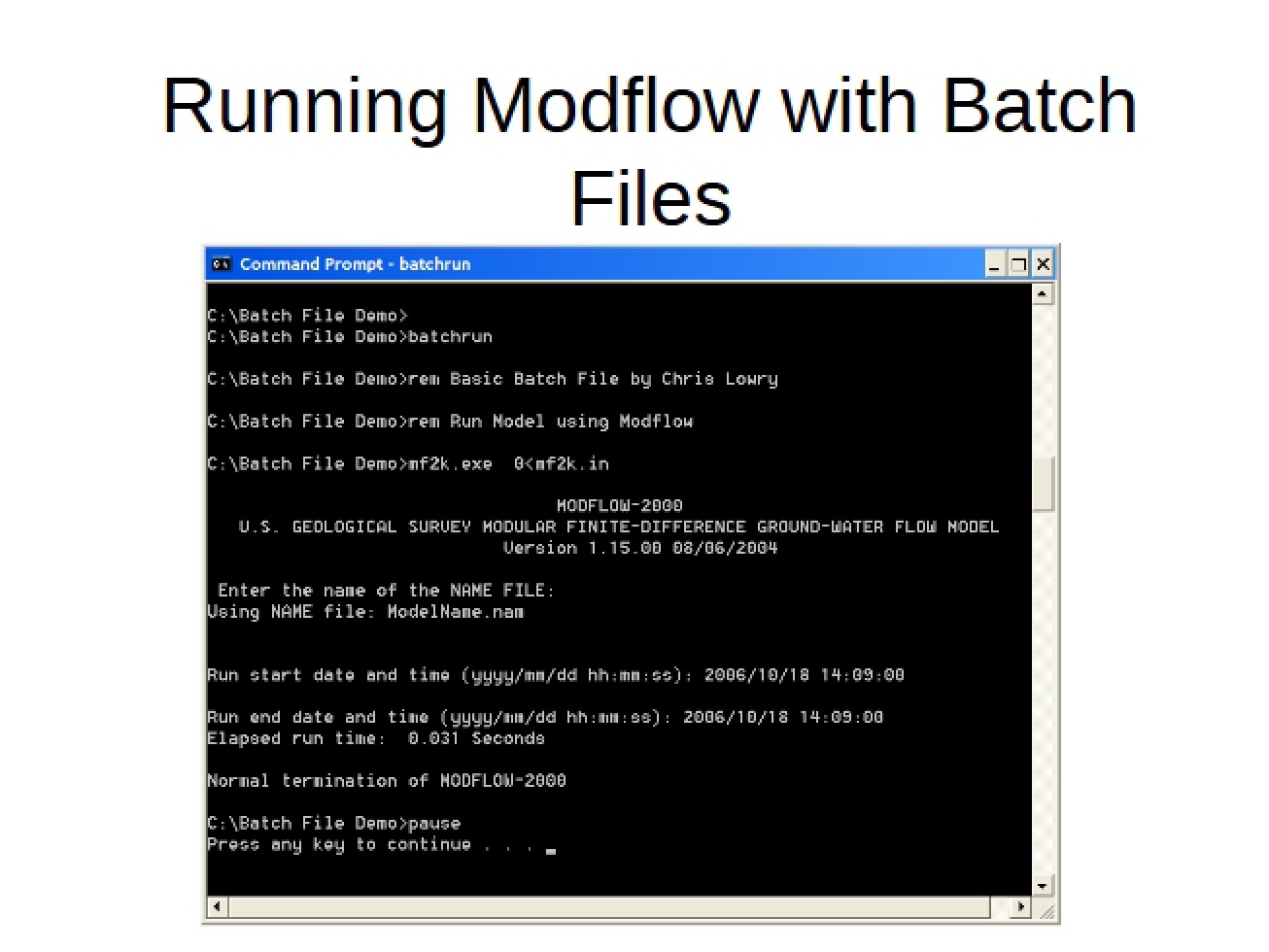 Batch Files for Running Modflow