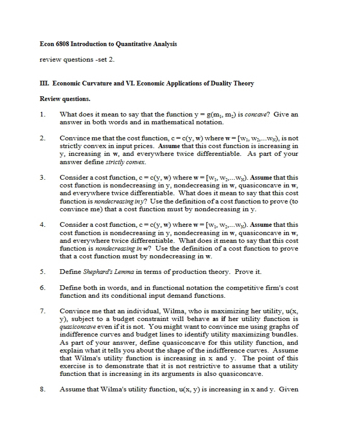 Review Questions (First Instance)