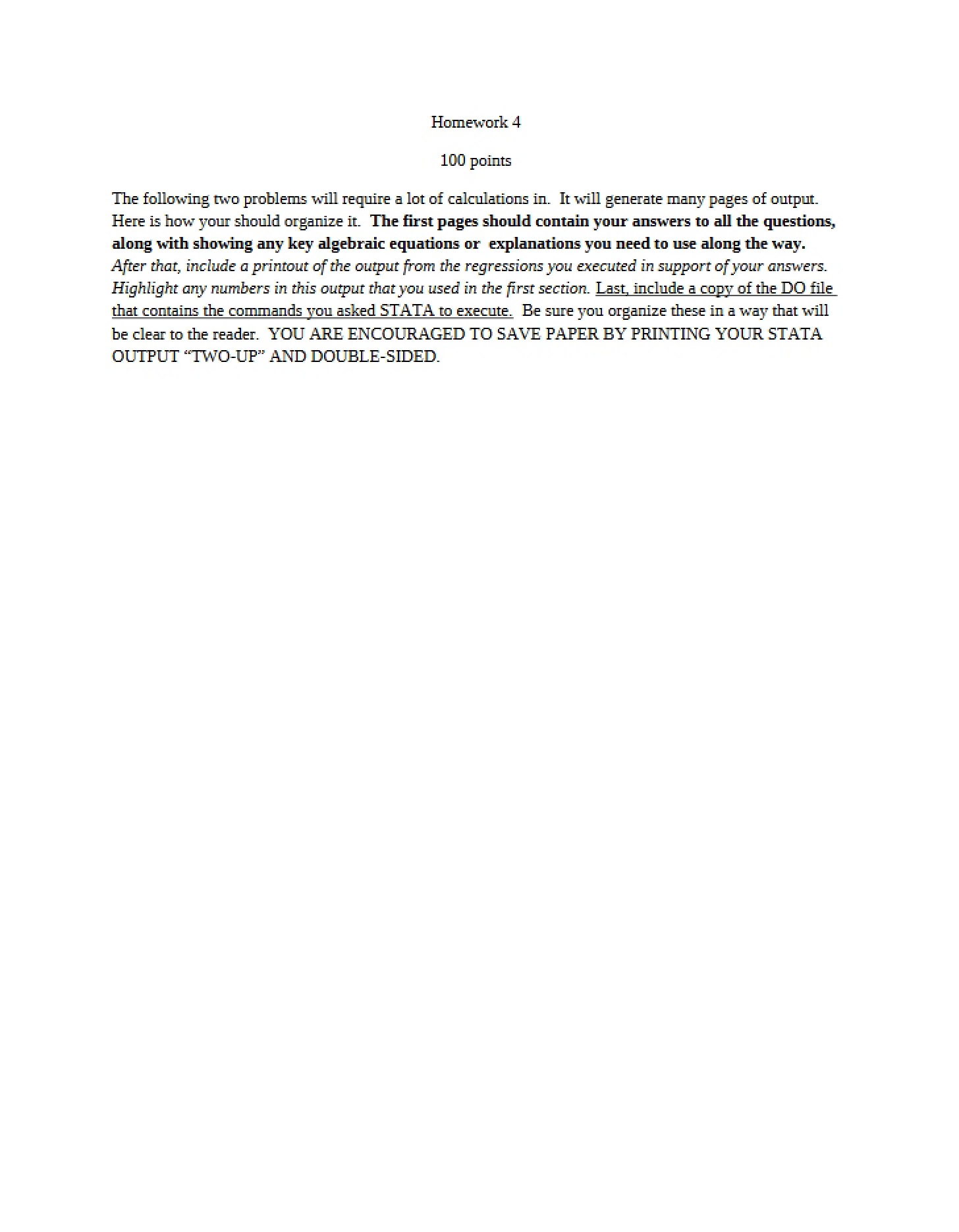 Fourth Homework Assignment