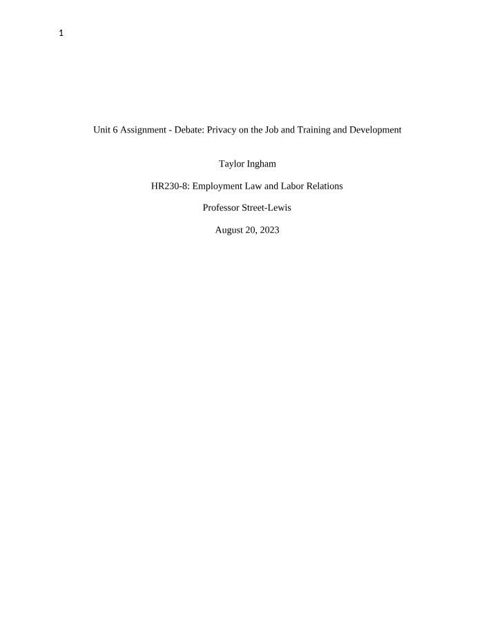 Debate - Employee Privacy and Training Violations