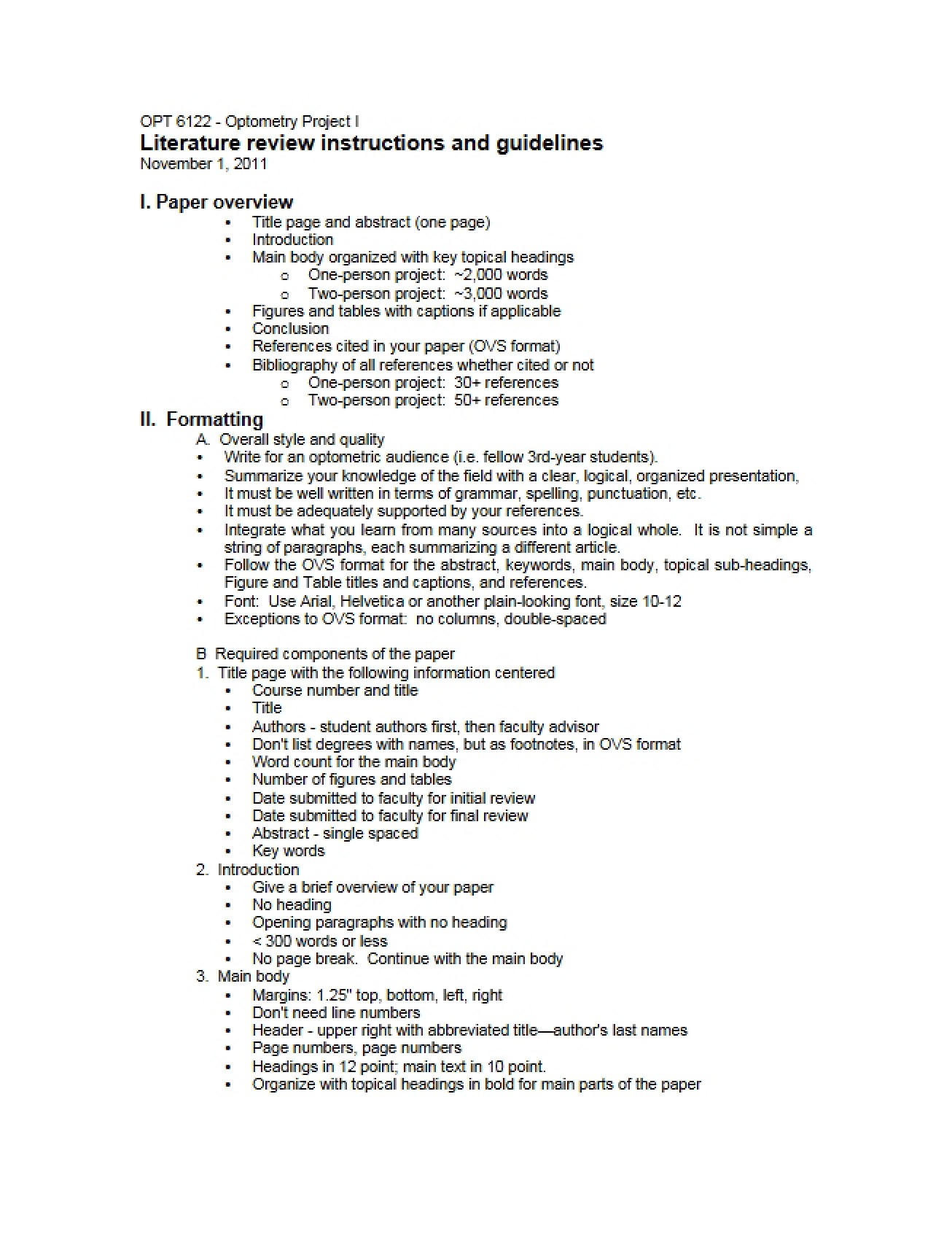 Optometry Project I Notes