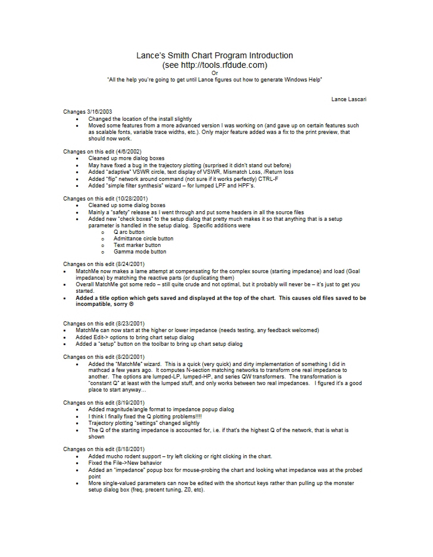 Introduction to Smith Chart Program (Lance)