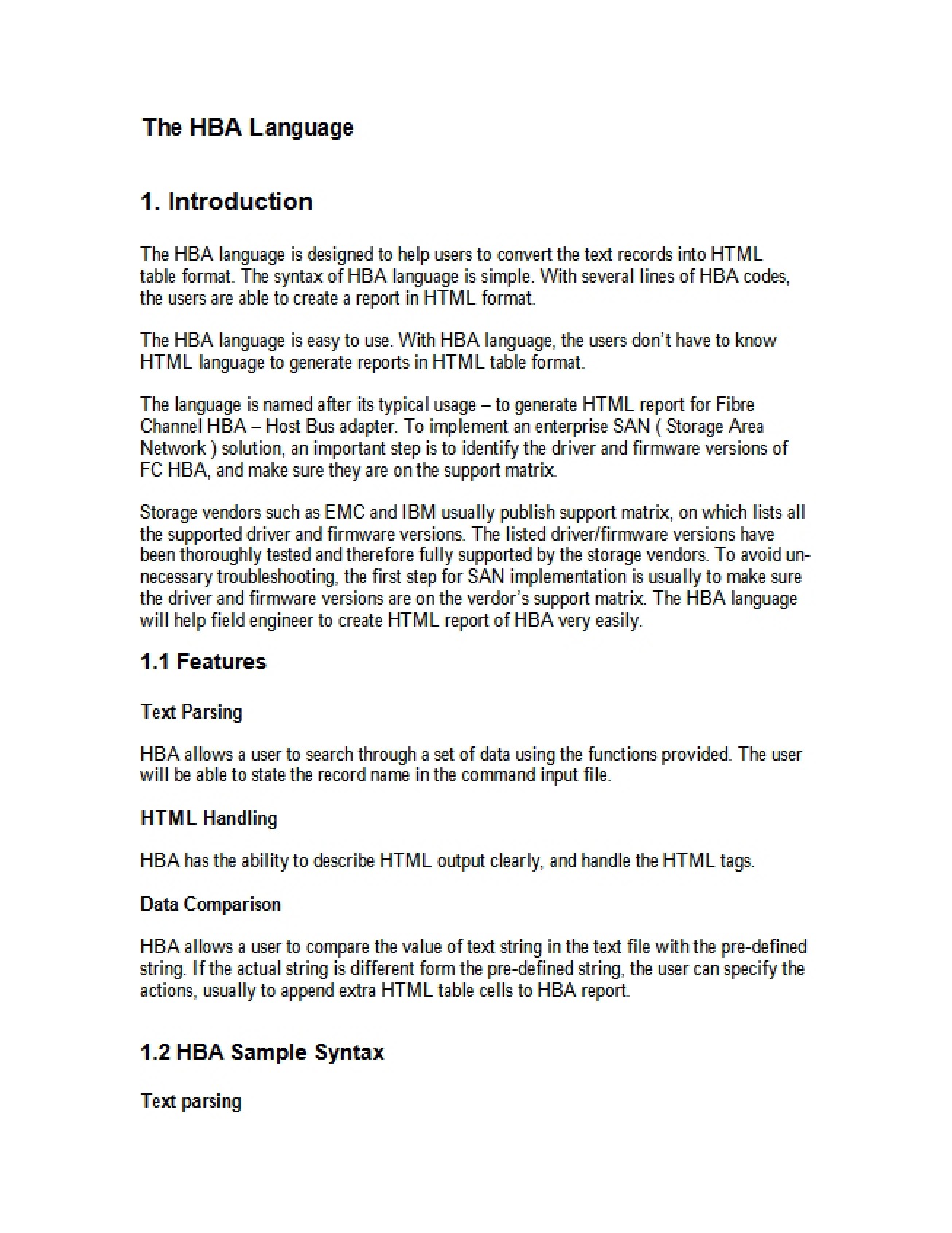 HBA Language Documentation