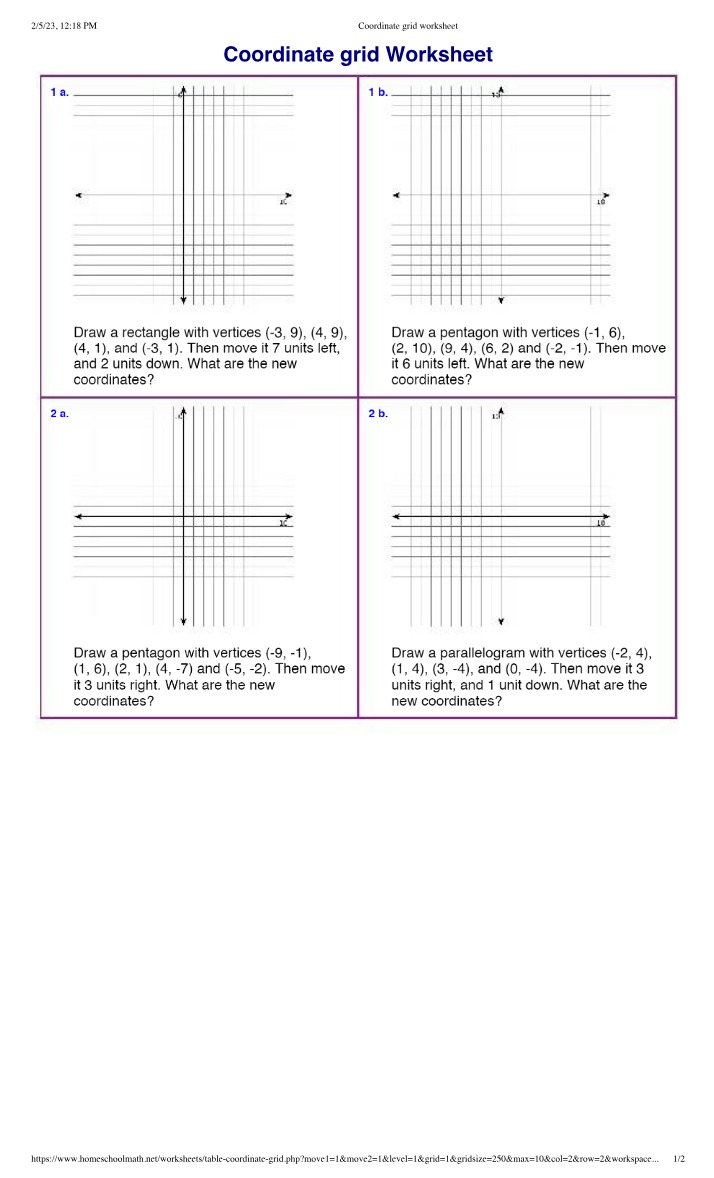 Worksheet - Coordinate Grid