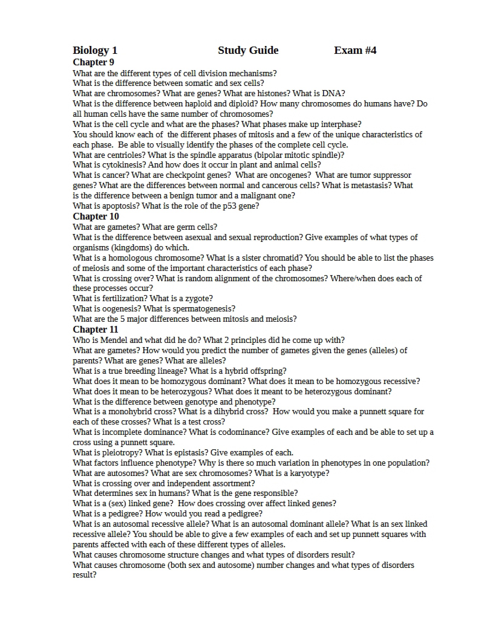 Fourth Study Guide