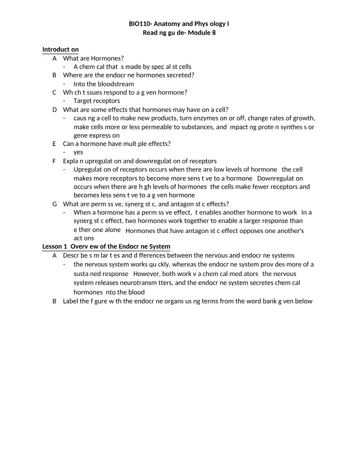 Reading Guide - Module 8