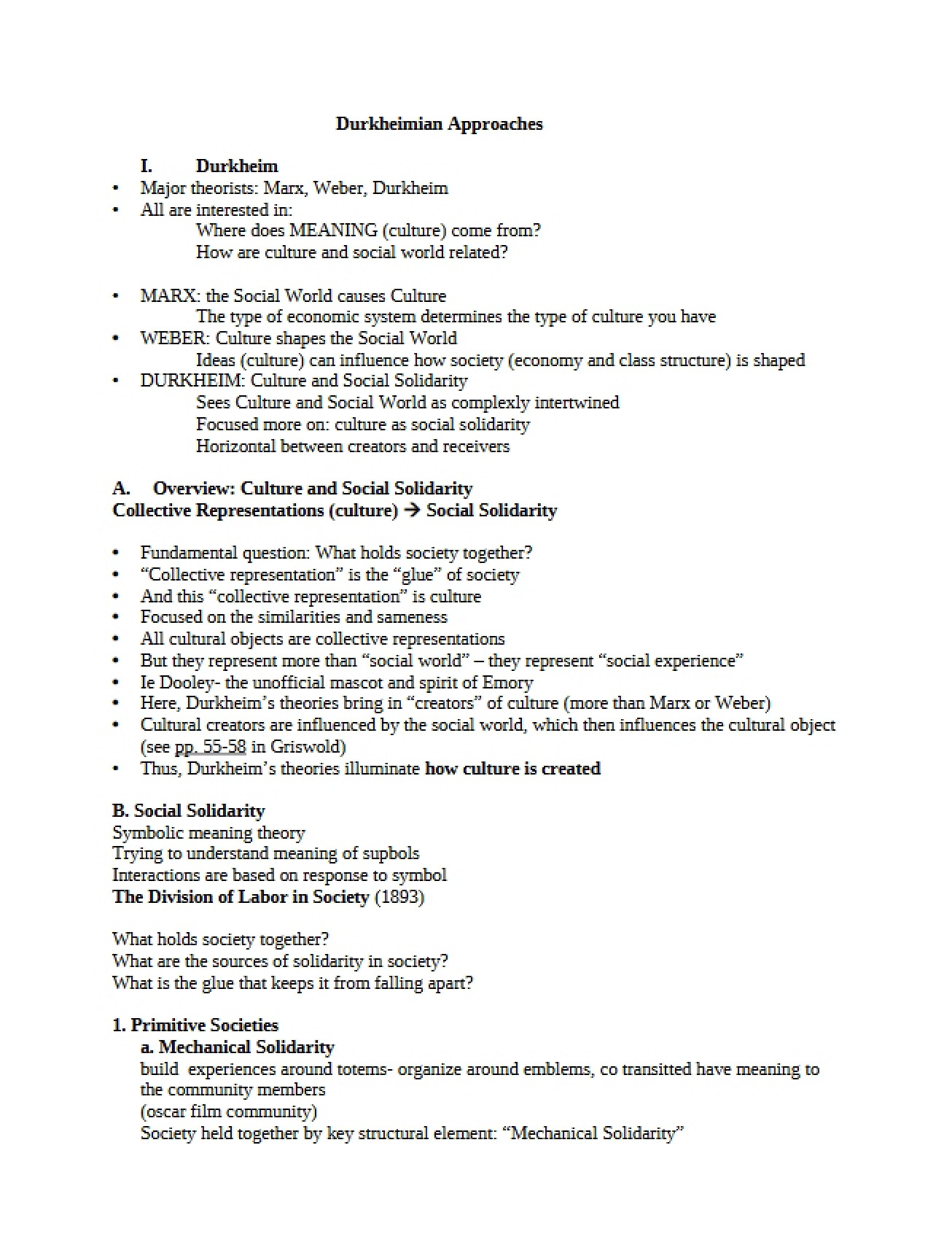 Approaches of Durkheim
