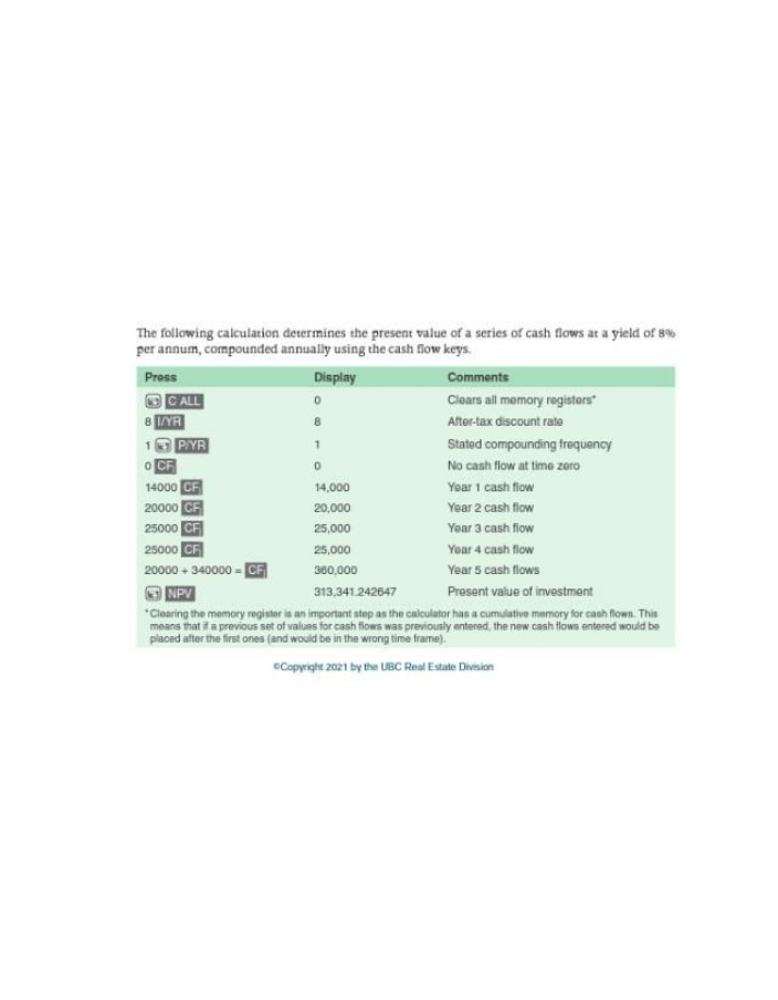 Determining Present Value of Cash Flows - 8% Yield Calculator