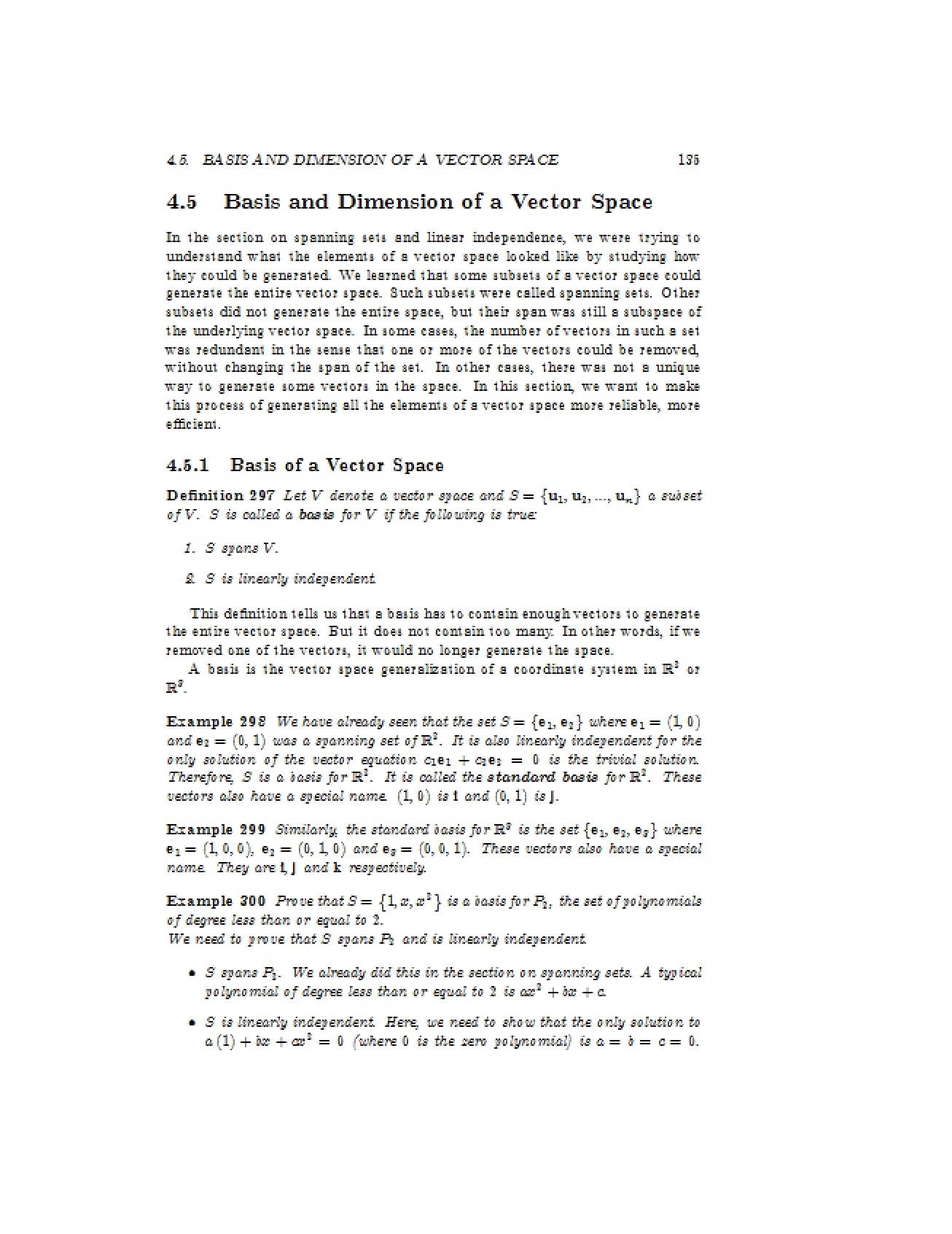 Vector Space Basis and Dimension