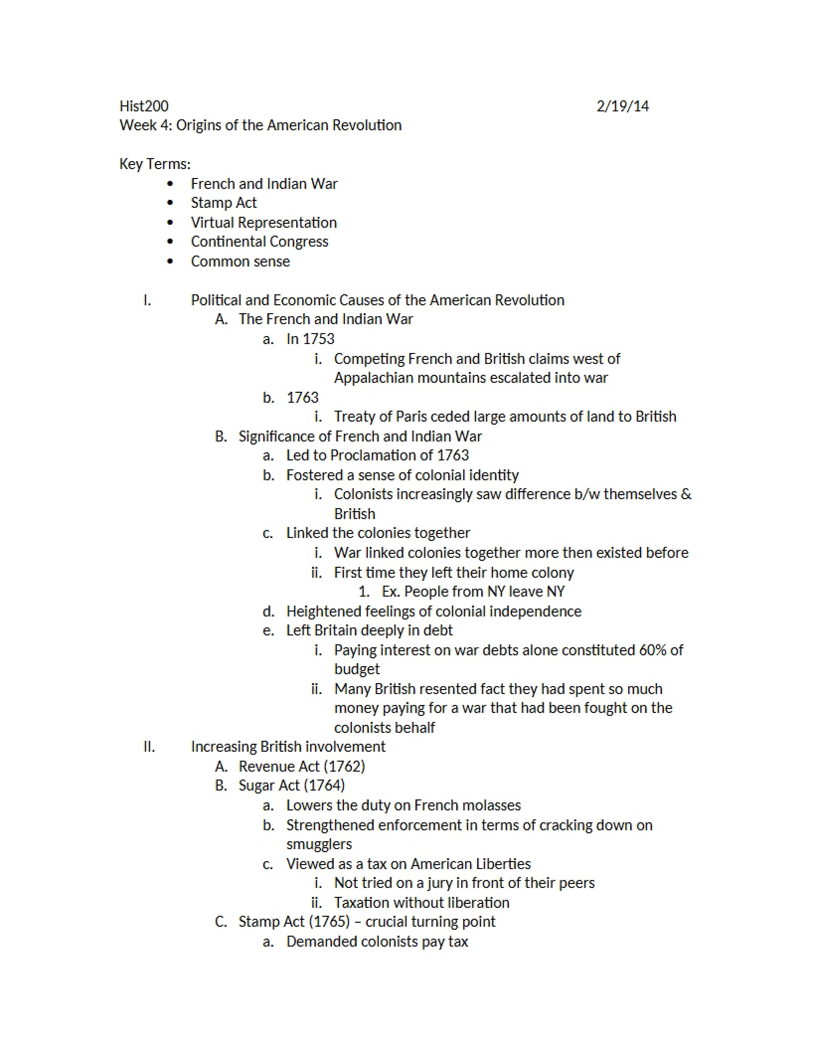 American Revolution Origins