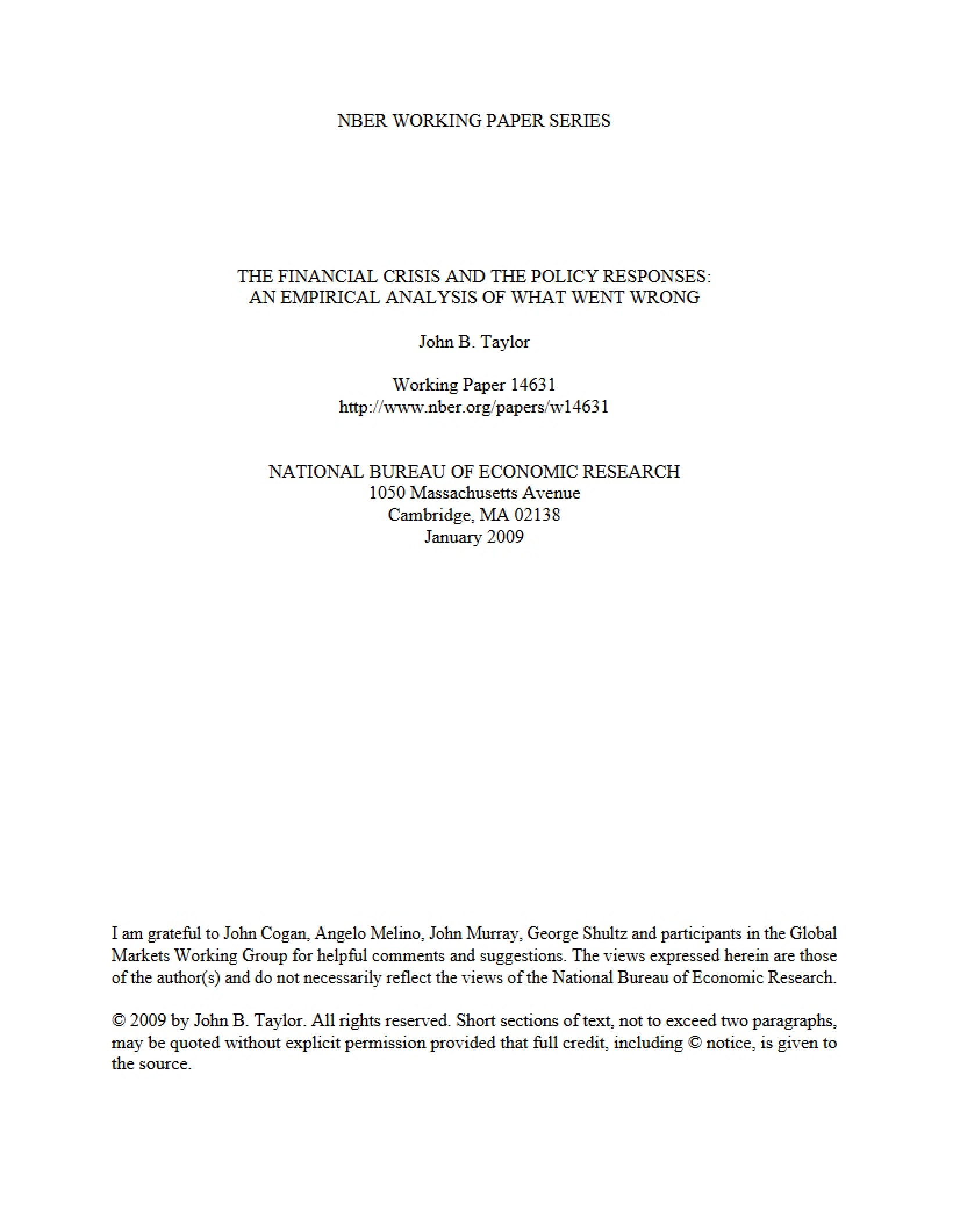 Policy Responses to Financial Crisis