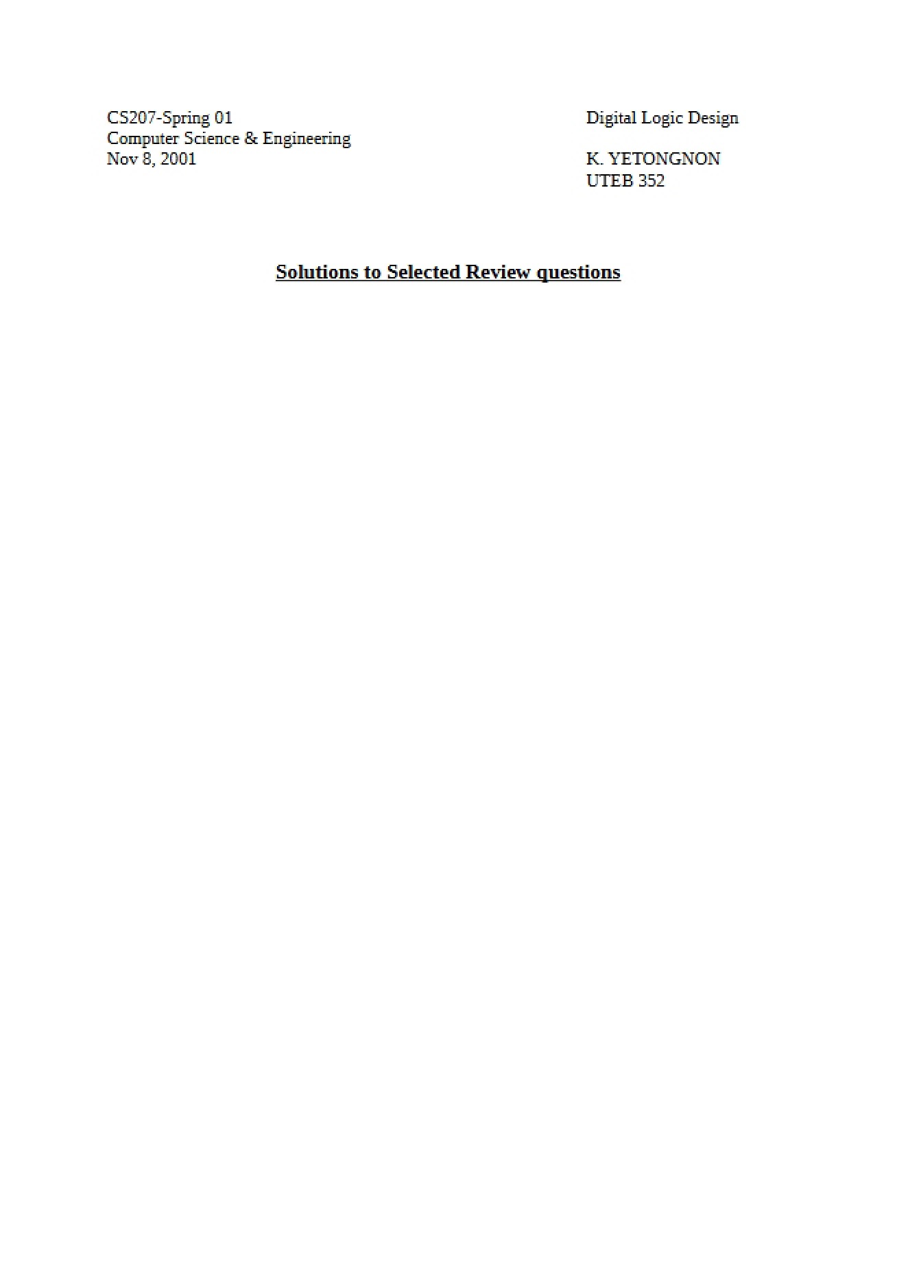 Solutions to Selected Review Questions (Second Instance)