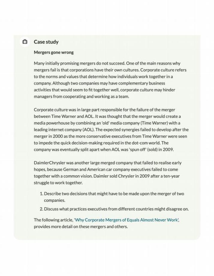 Mergers Gone Wrong - A Case Study