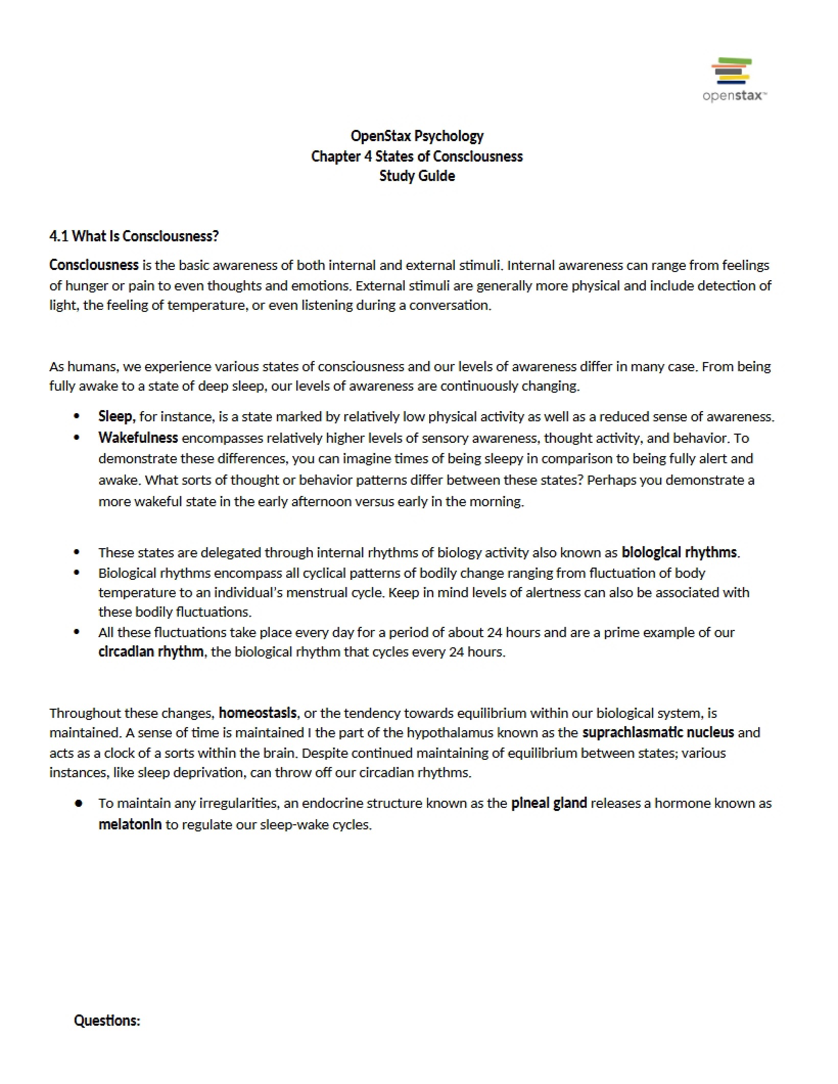 States of Consciousness Chapter 4