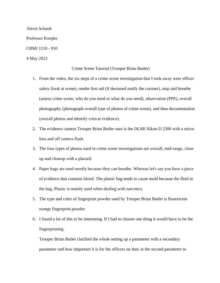 6 Steps of Crime Scene Investigation - Evidence Camera