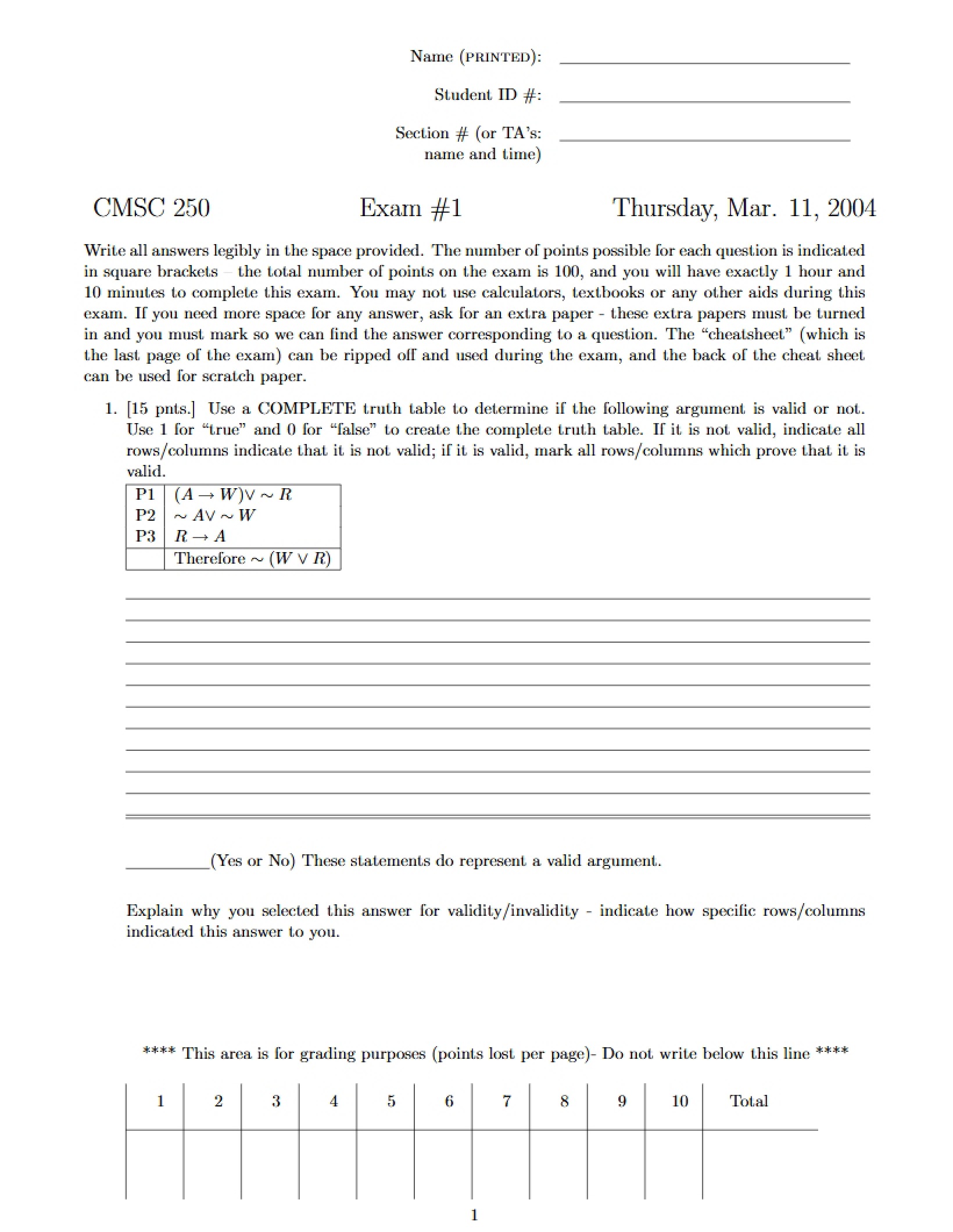 First Examination