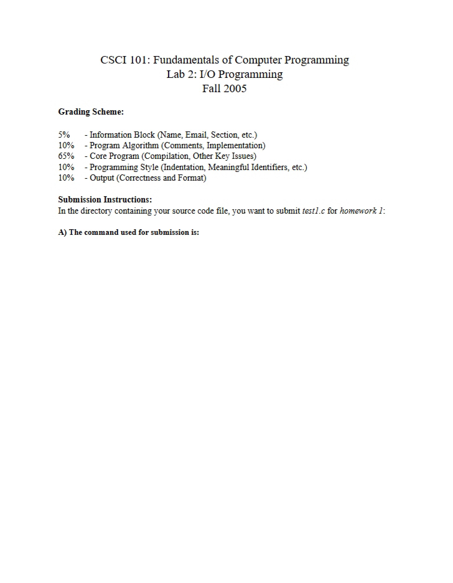 Laboratory Assignment 2C