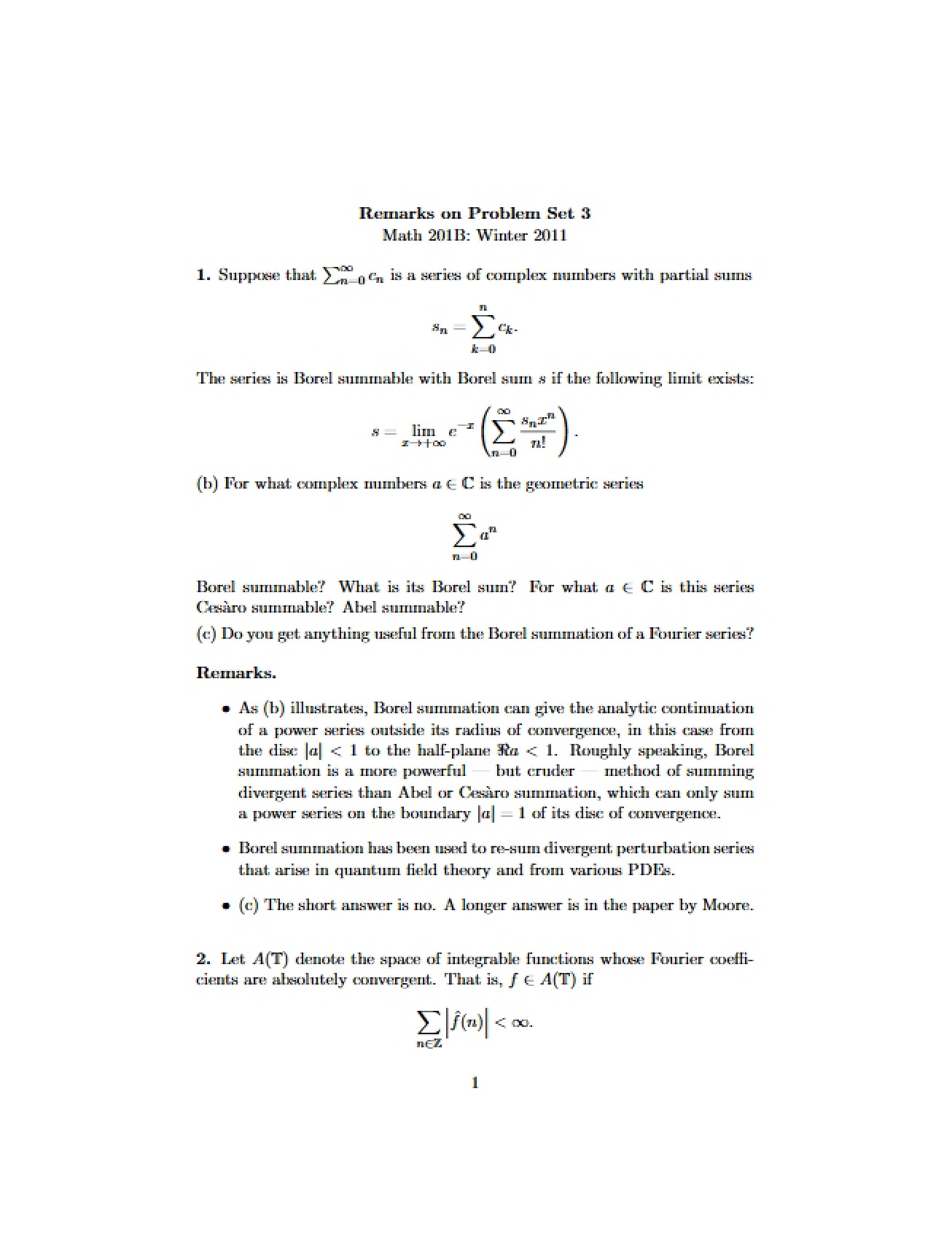 Third Problem Set