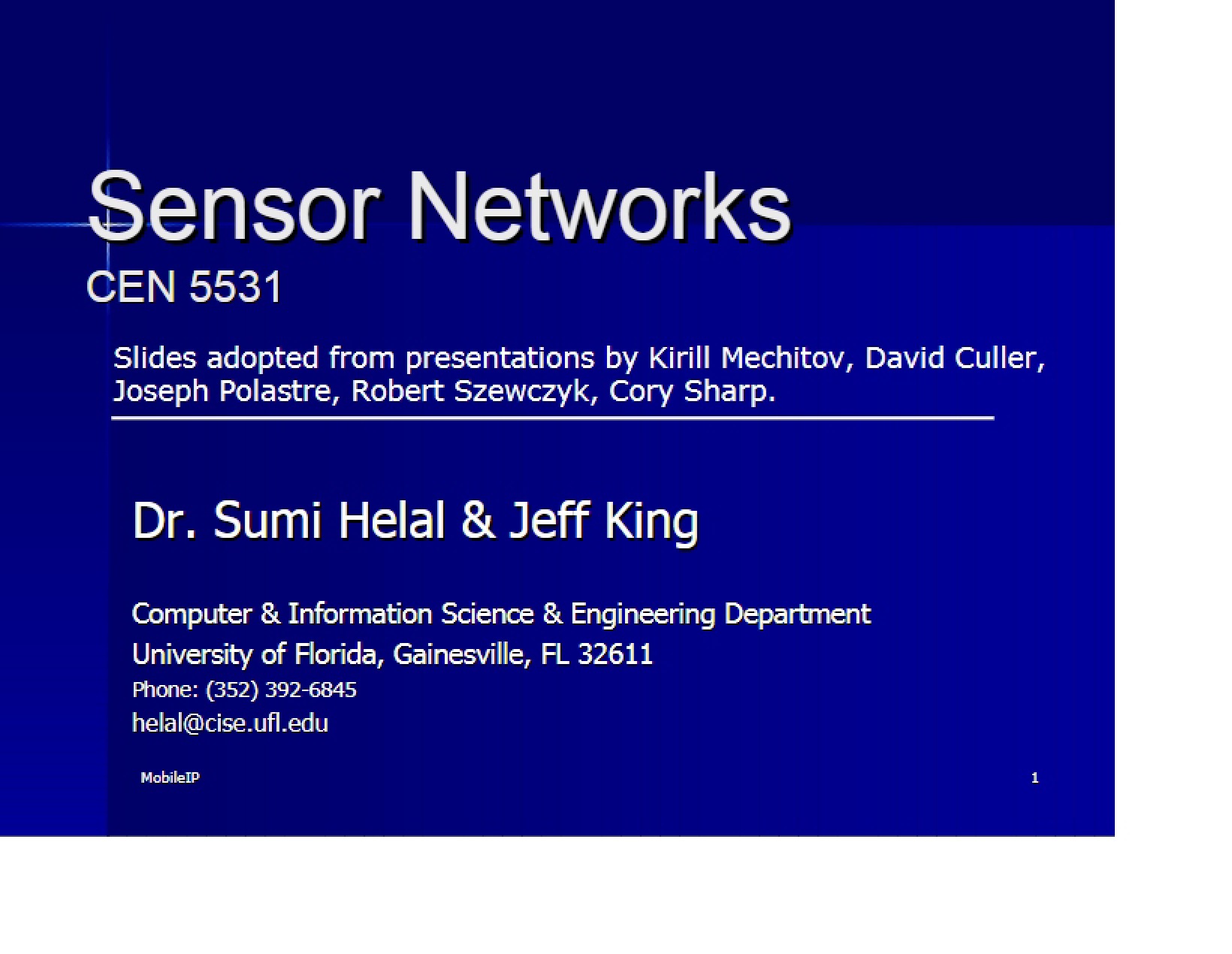 Networks of Sensors