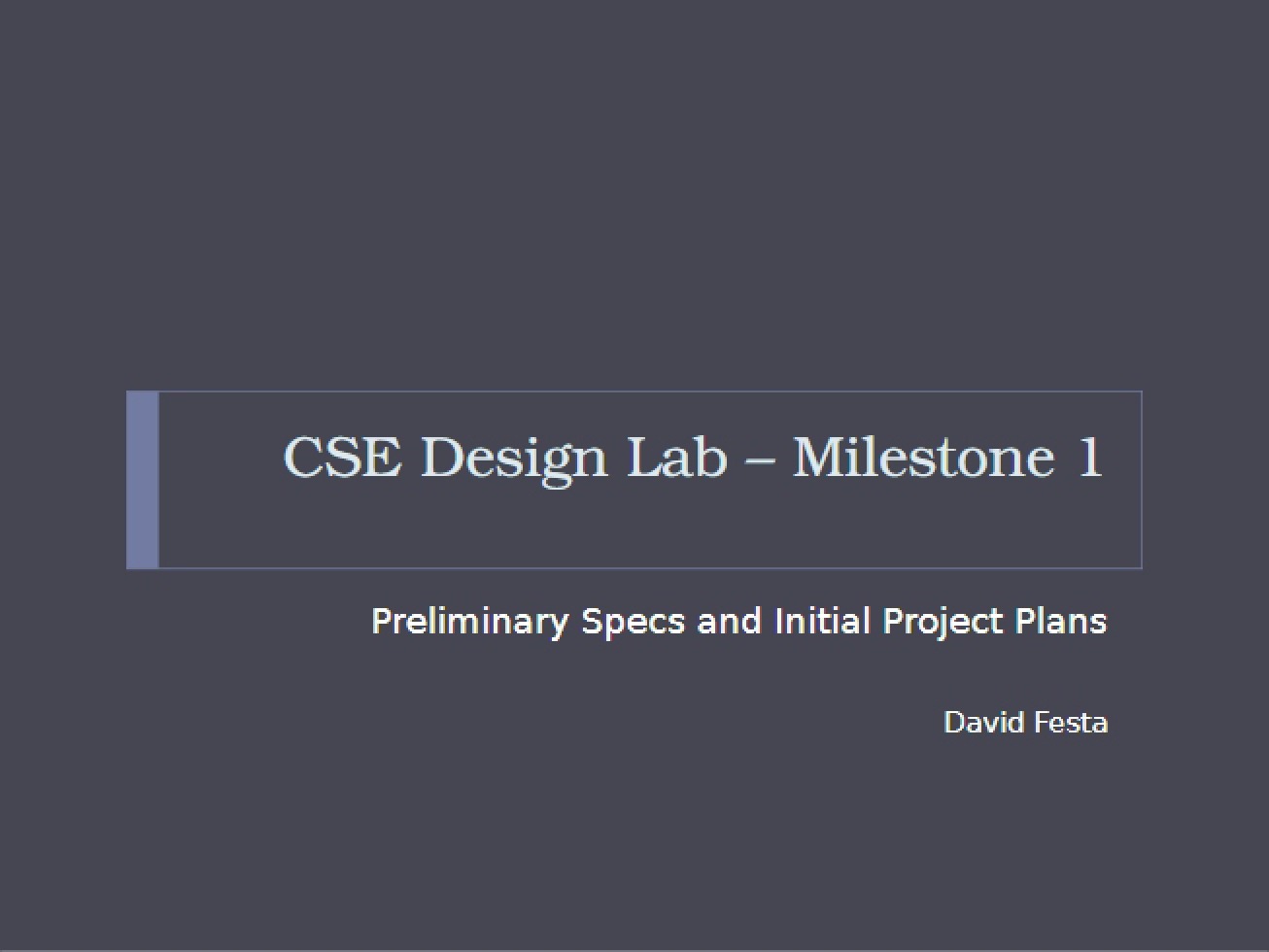 Milestone 1