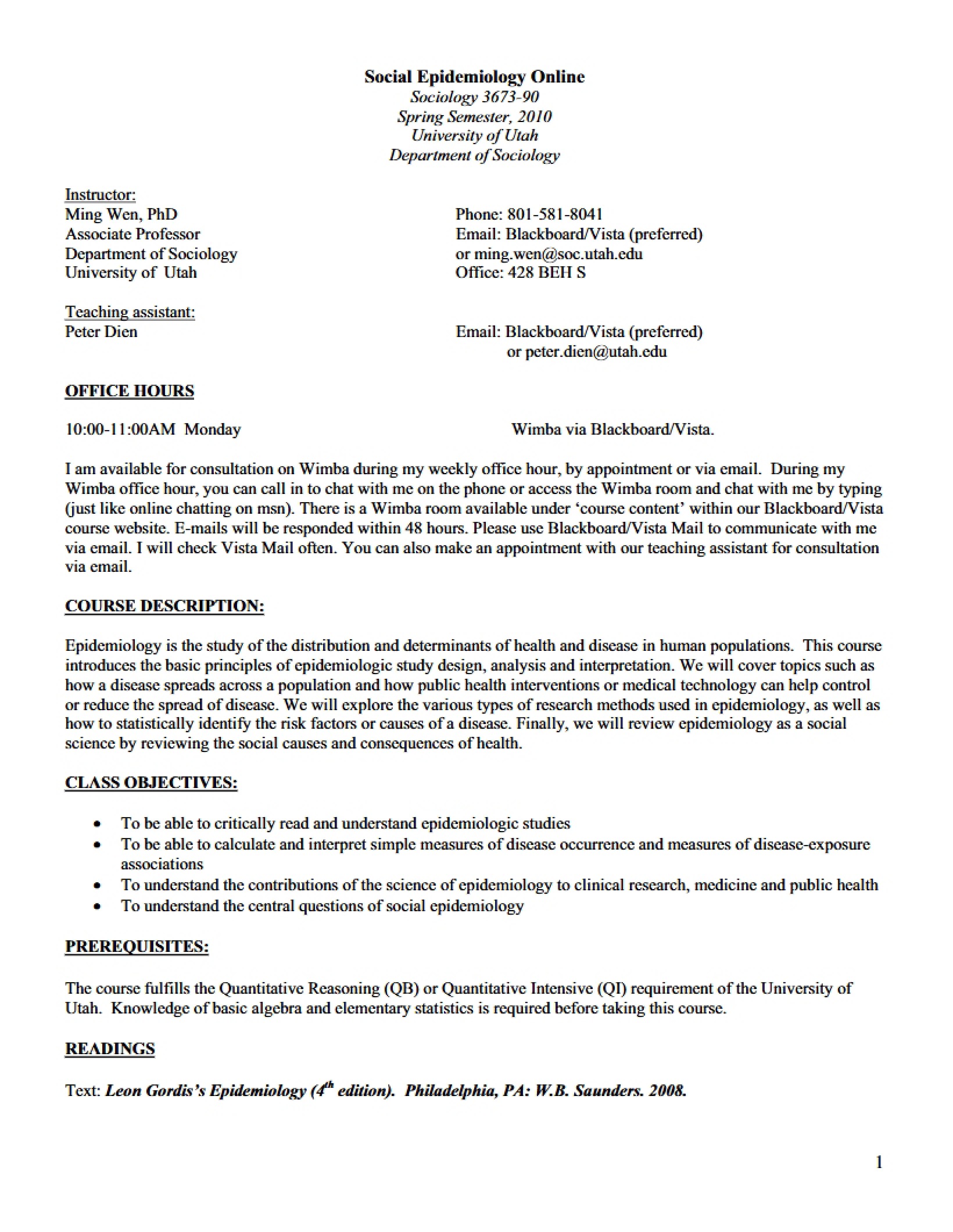 Syllabus for Sociology 3673