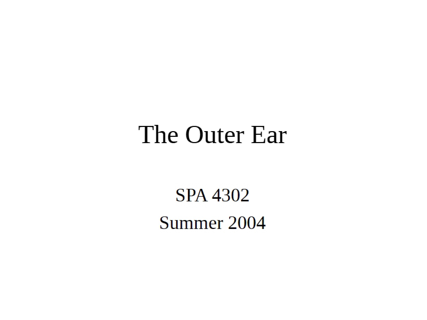 Anatomy of the Outer Ear