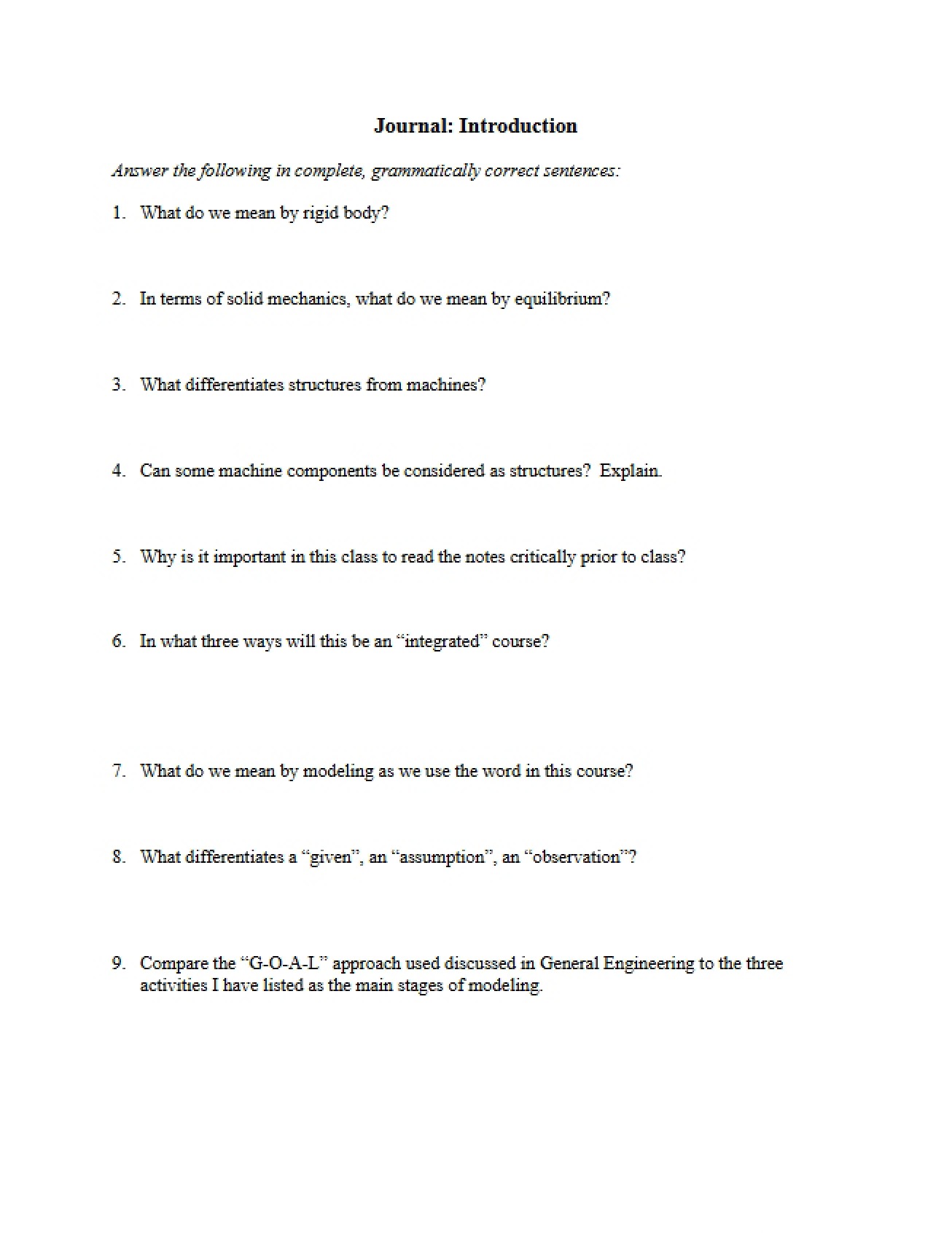 Intro Journal